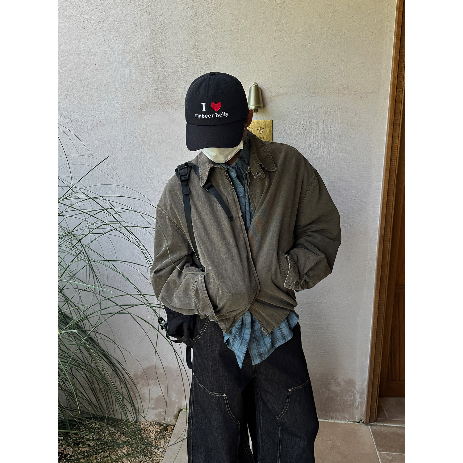 19studio WAYNEPRINCE美式水洗做旧短宽上衣cleanfit翻领夹克外套