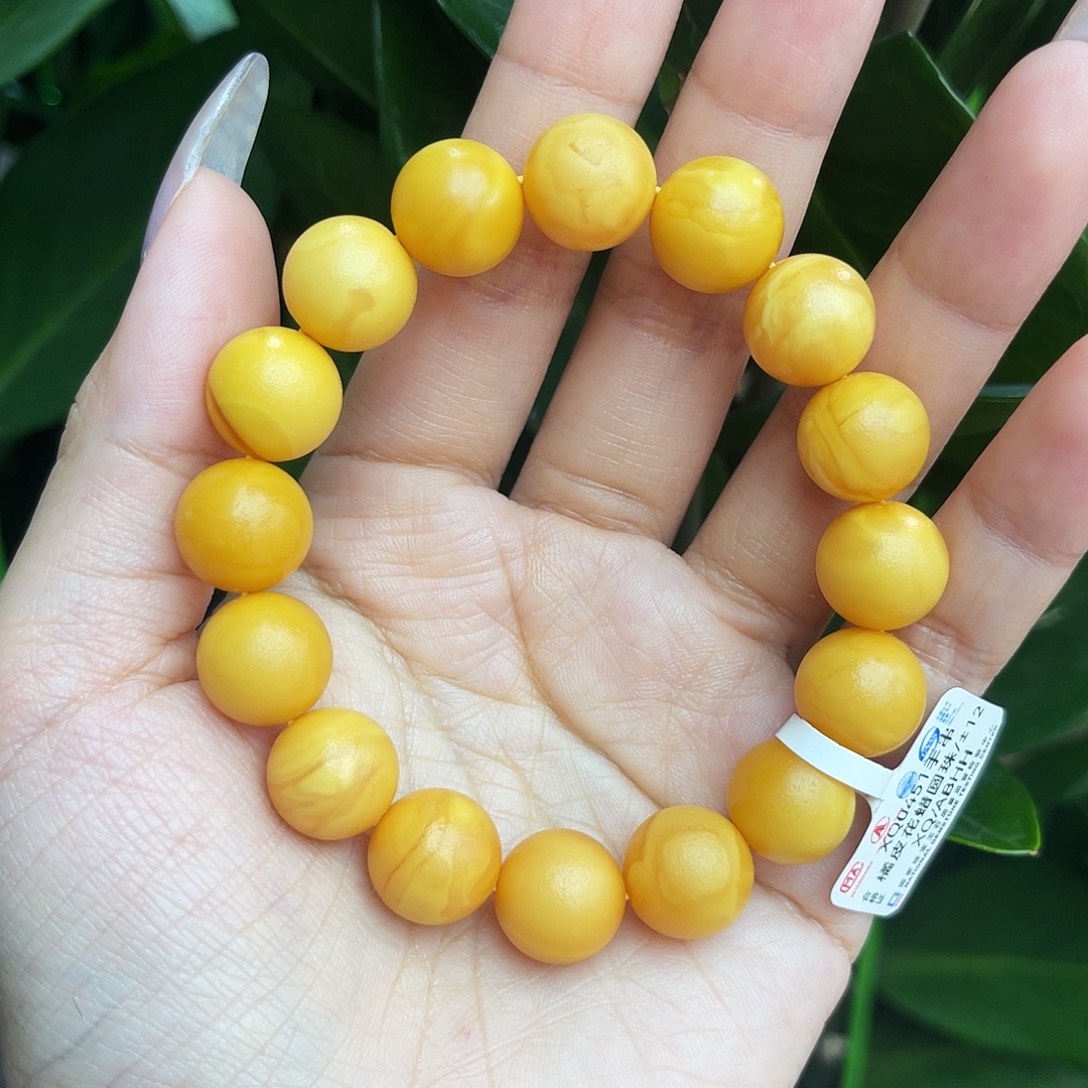 未镶嵌琥珀手链12m橘皮花蜡