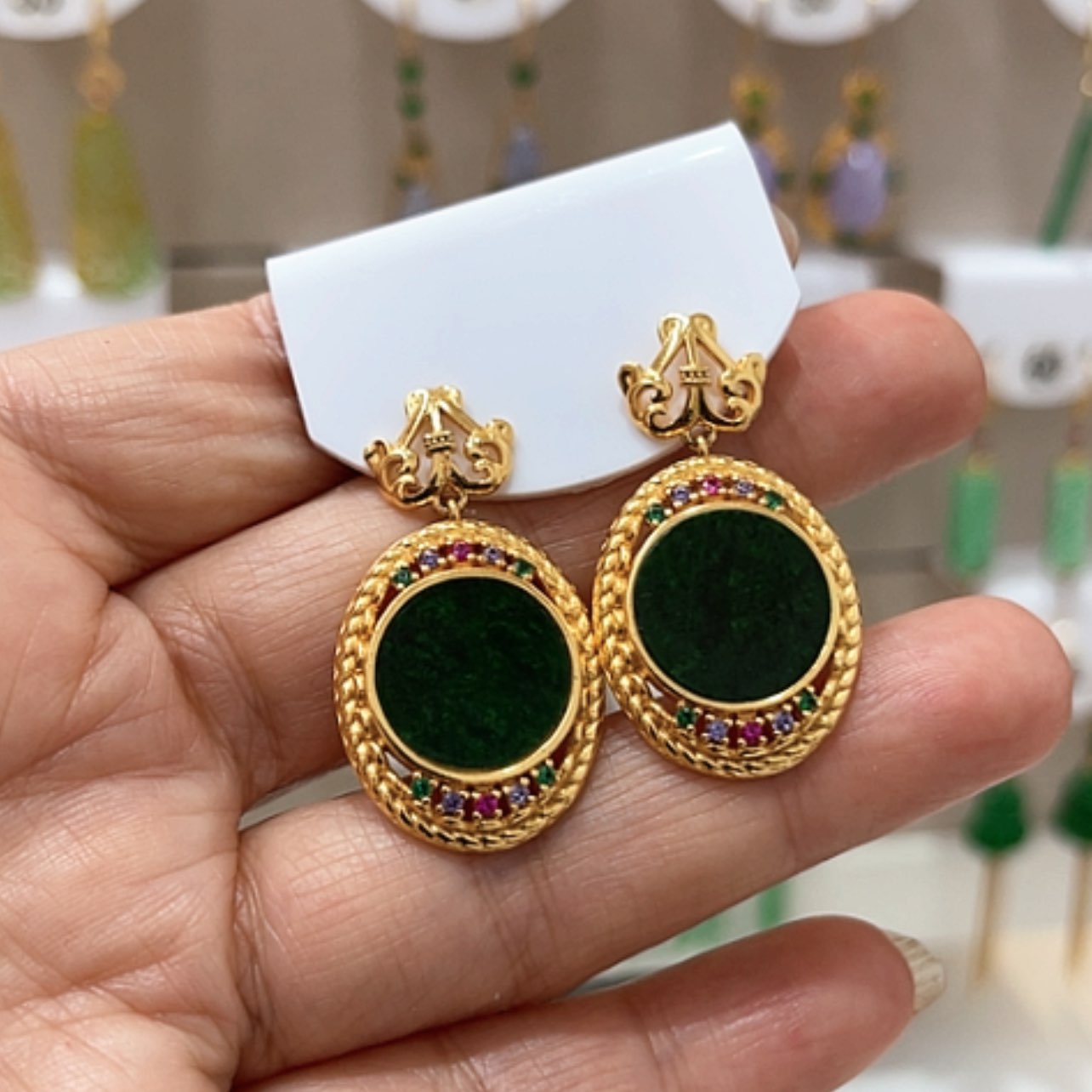 【闪购商品】翡翠耳饰银S925镶嵌翡翠耳坠