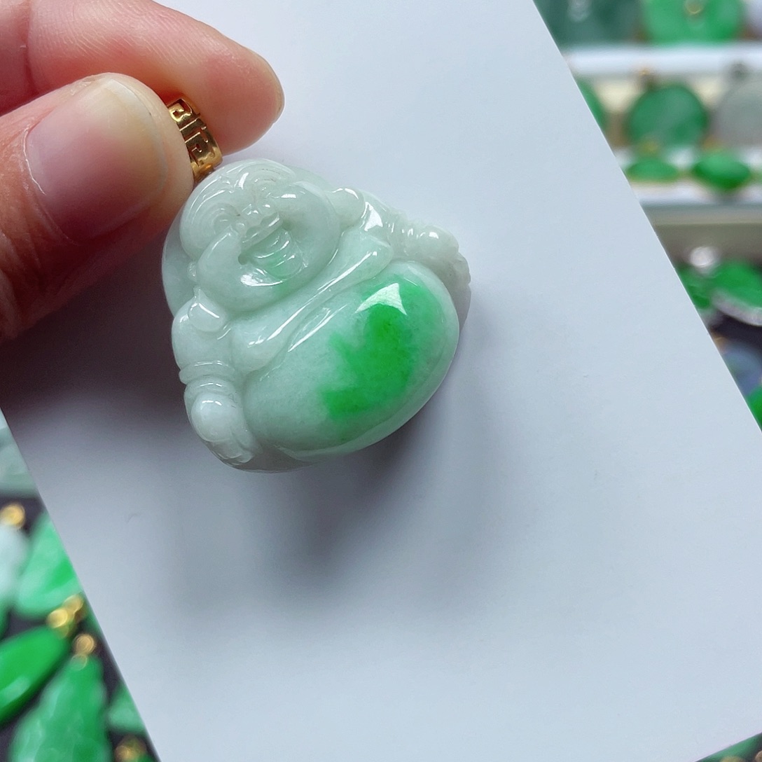 吊坠(不含链)18K金镶嵌翡翠