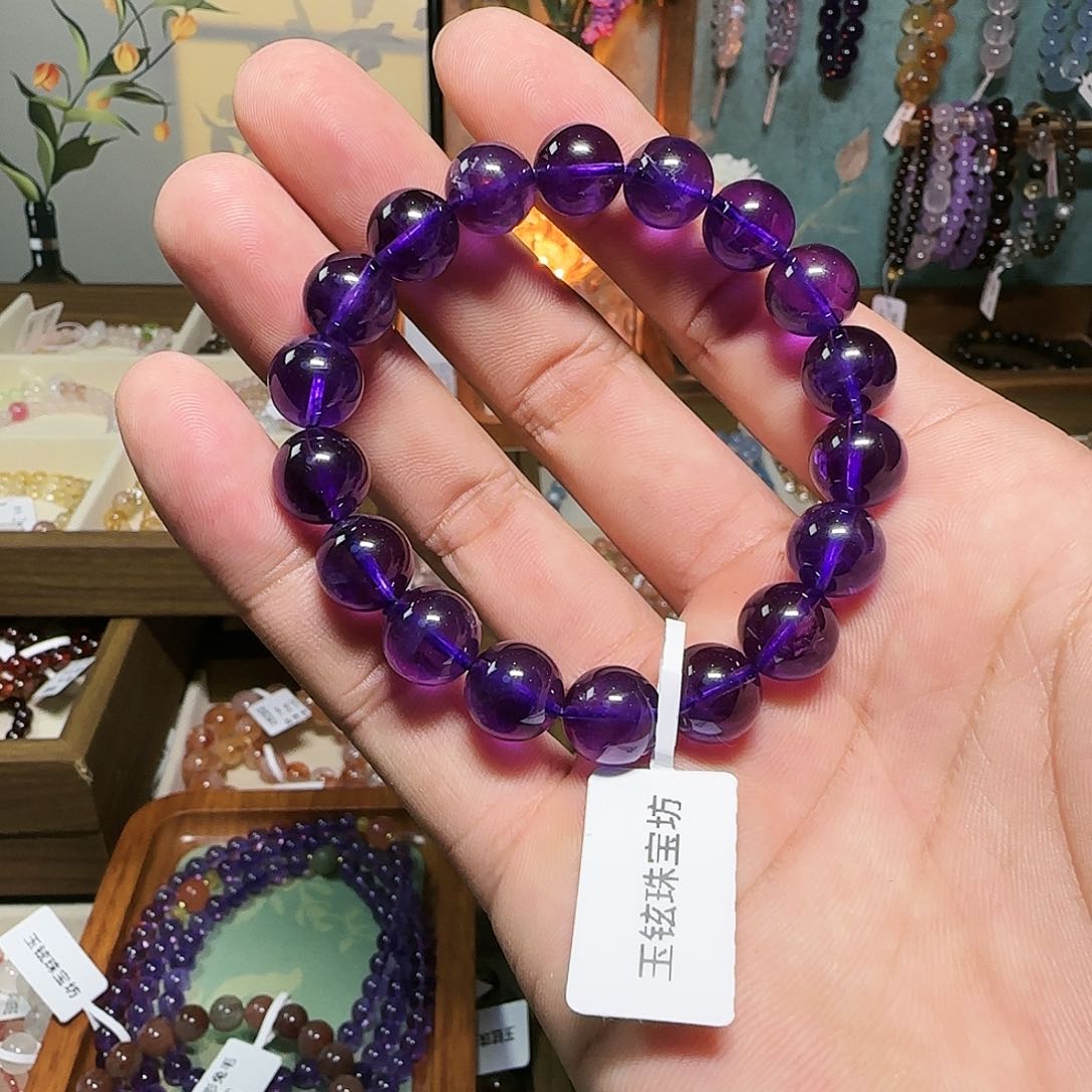 水晶手串未镶嵌吐***?天然紫水晶