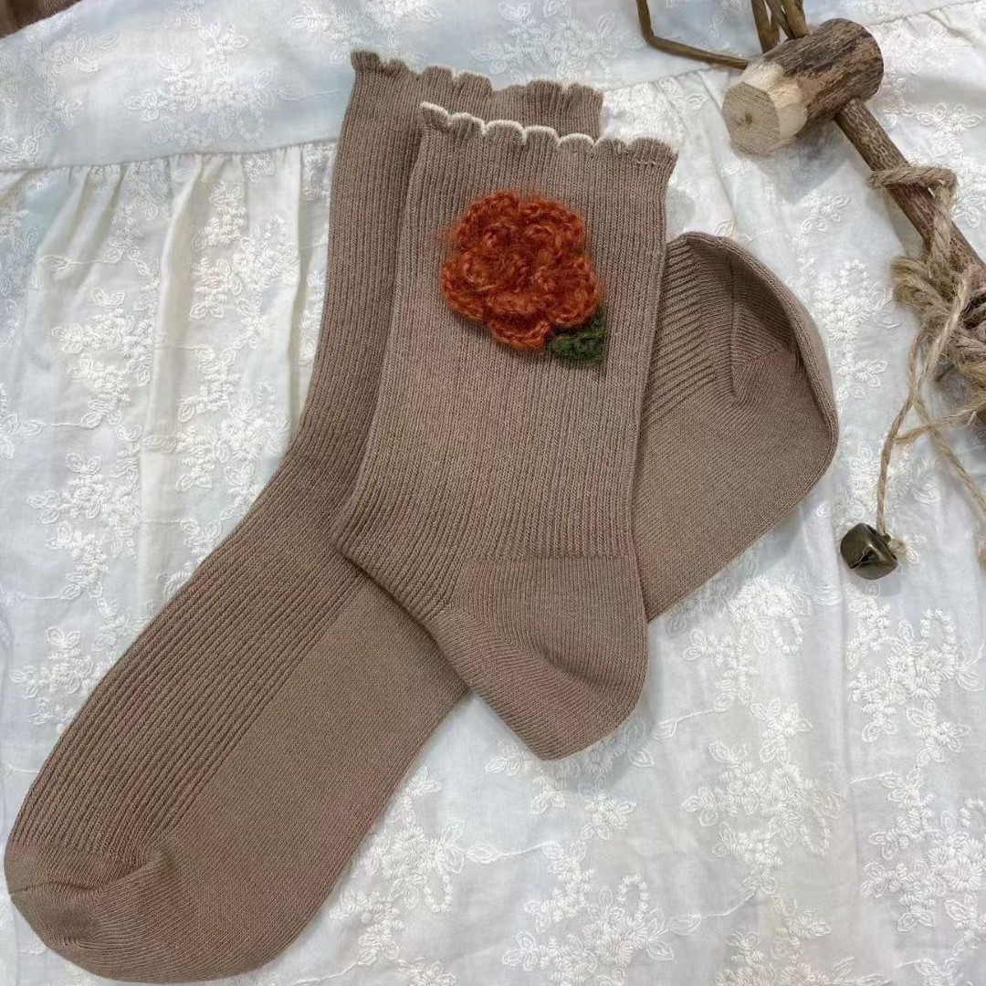 森系手钩花短筒女袜百搭甜妹小清新