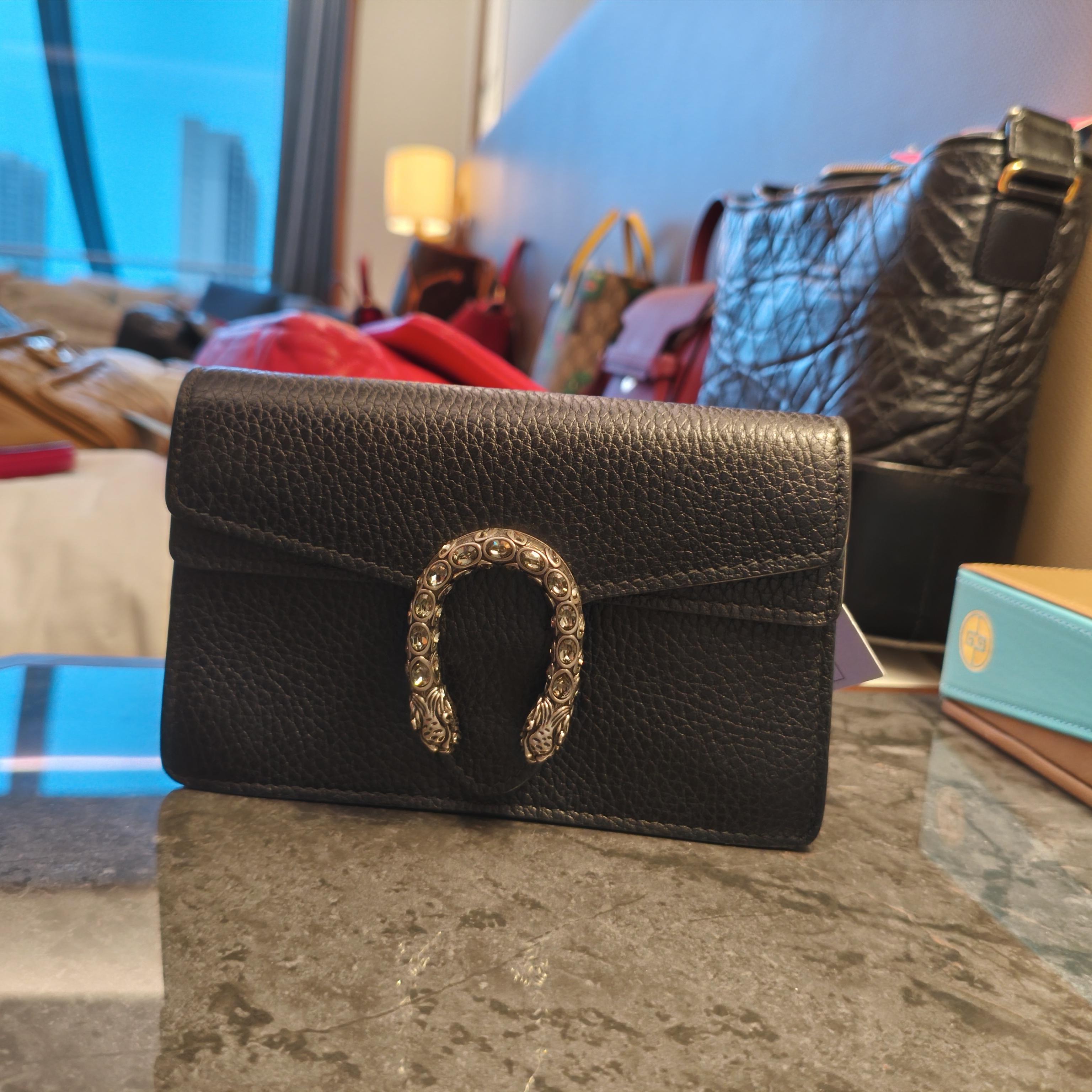 95新 GUCCI/古驰 包展专属 gucci古驰黑银钻mini酒神