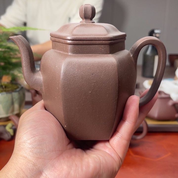 茶壶紫砂六方高宫灯，紫泥