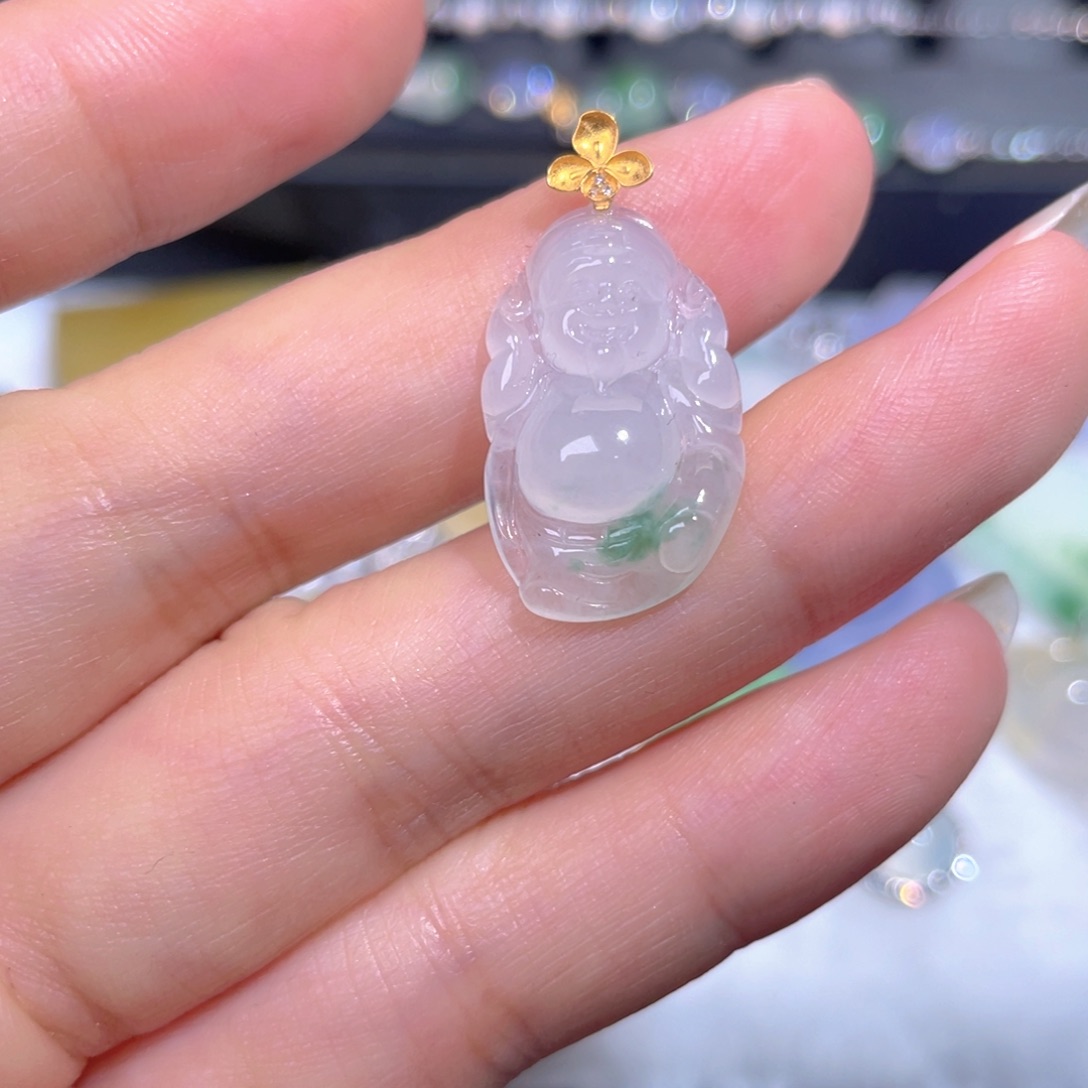 颈饰18K金镶嵌翡翠翡翠