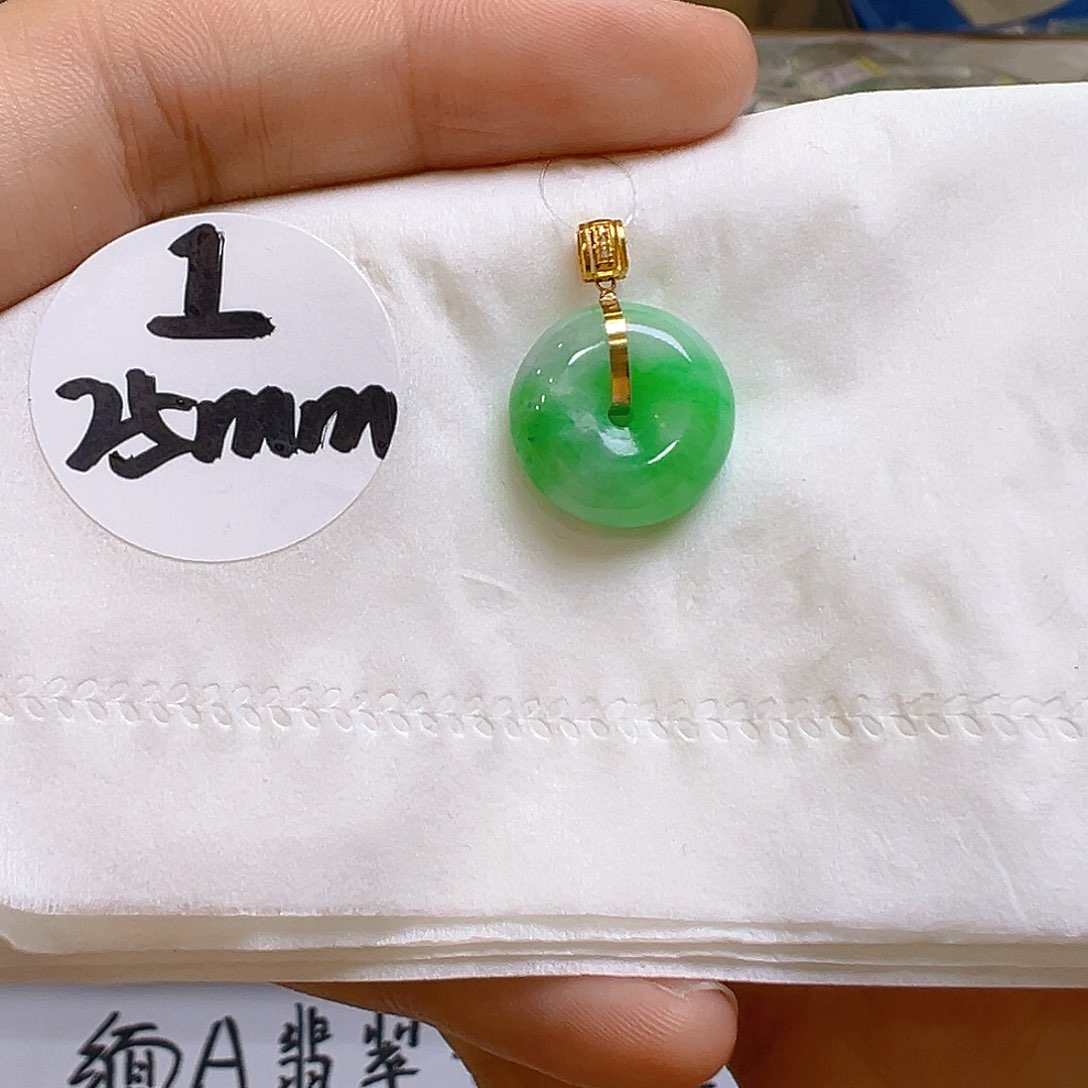 翡翠18K金镶嵌吊坠(不含链)翡翠