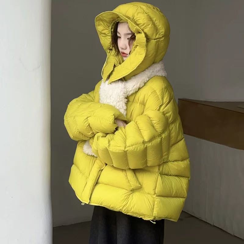 格调美美 连帽排骨新款韩系氛围感保暖羽绒服