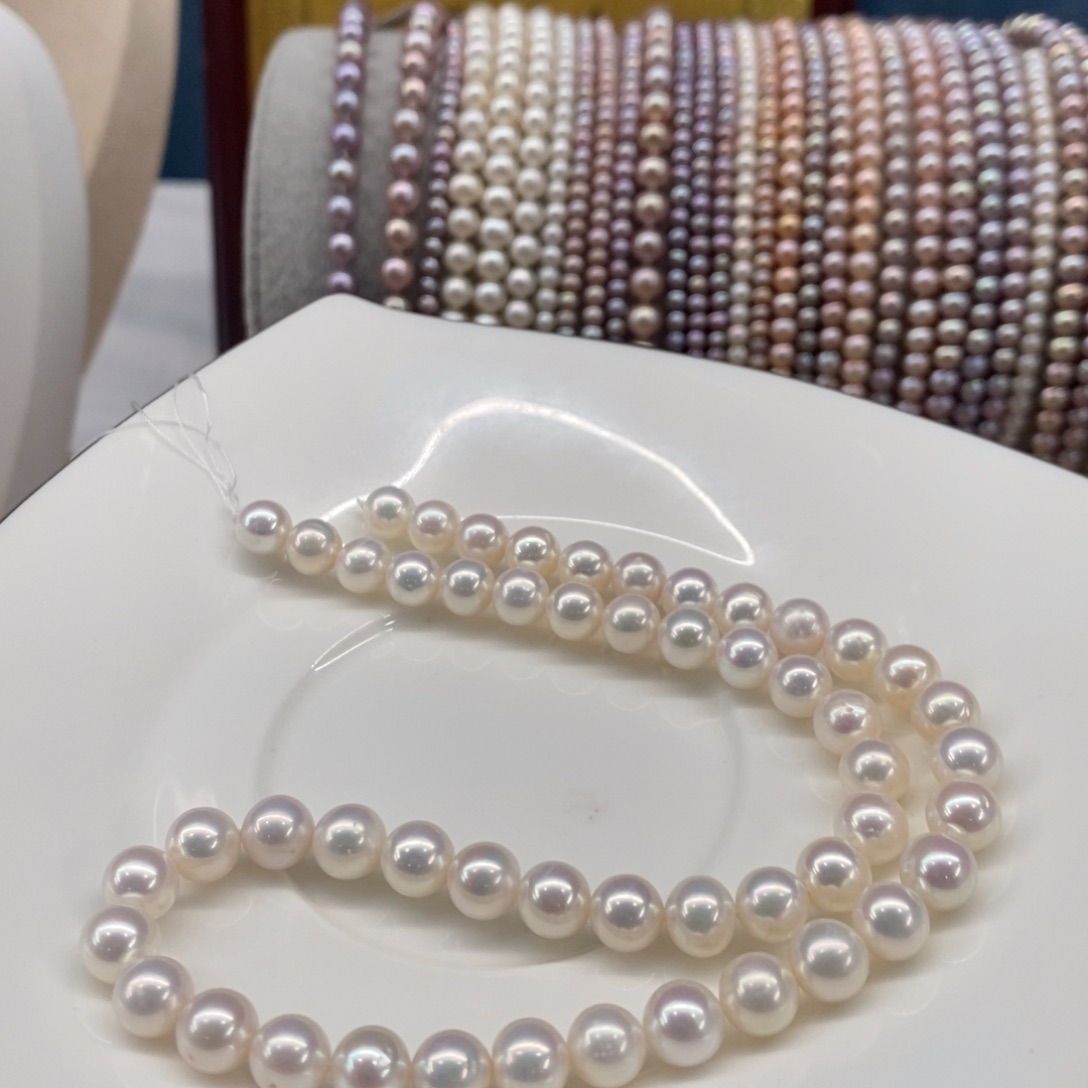 w***5银S925镶嵌淡水珍珠颈饰7.3-8.3微瑕