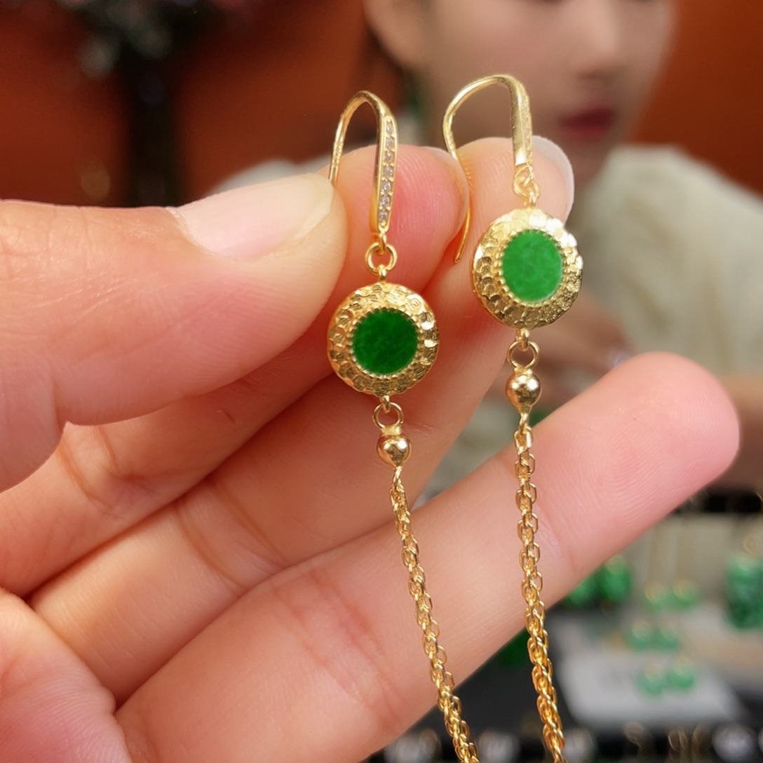 翡翠银S925镶嵌耳饰