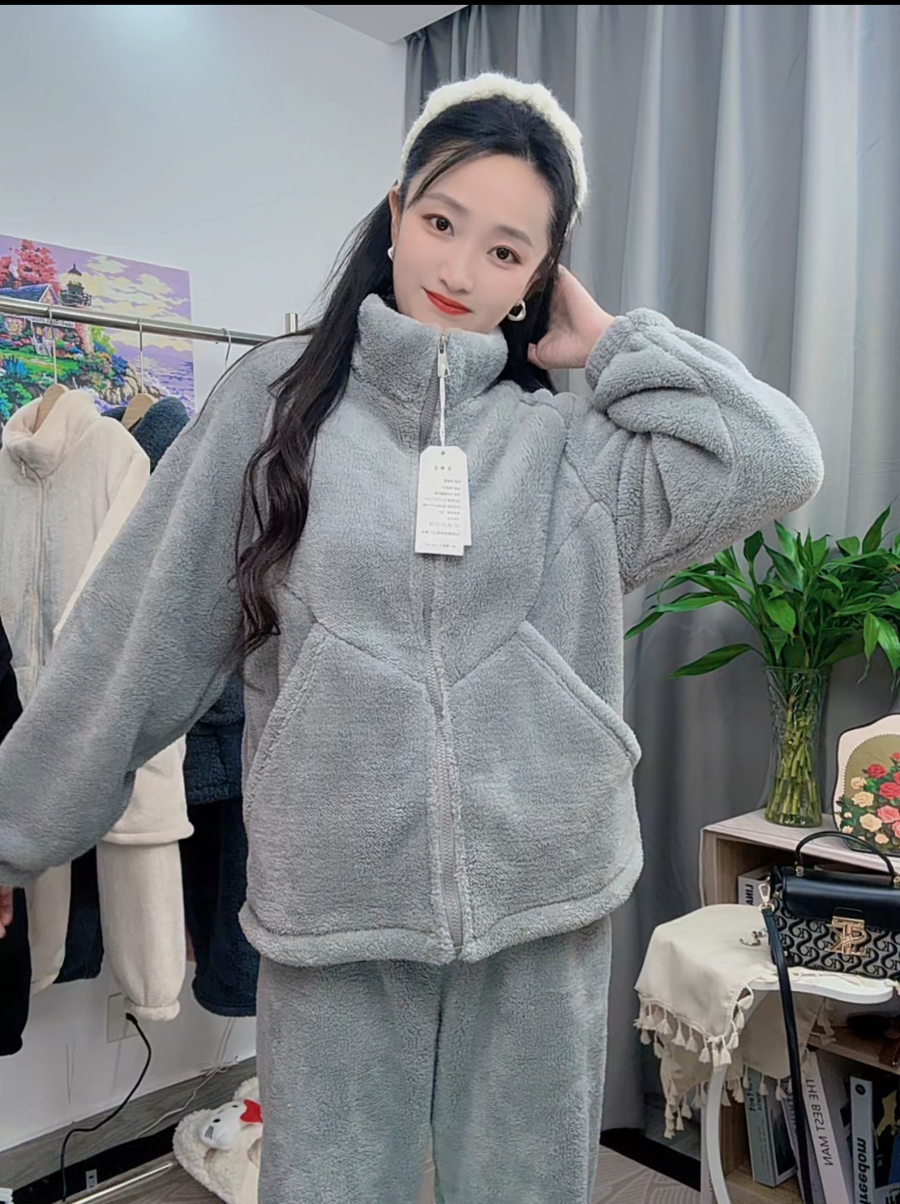 【双层复合绒】睡衣男女加绒加厚外穿拼接立领家居服保暖锁温套装11