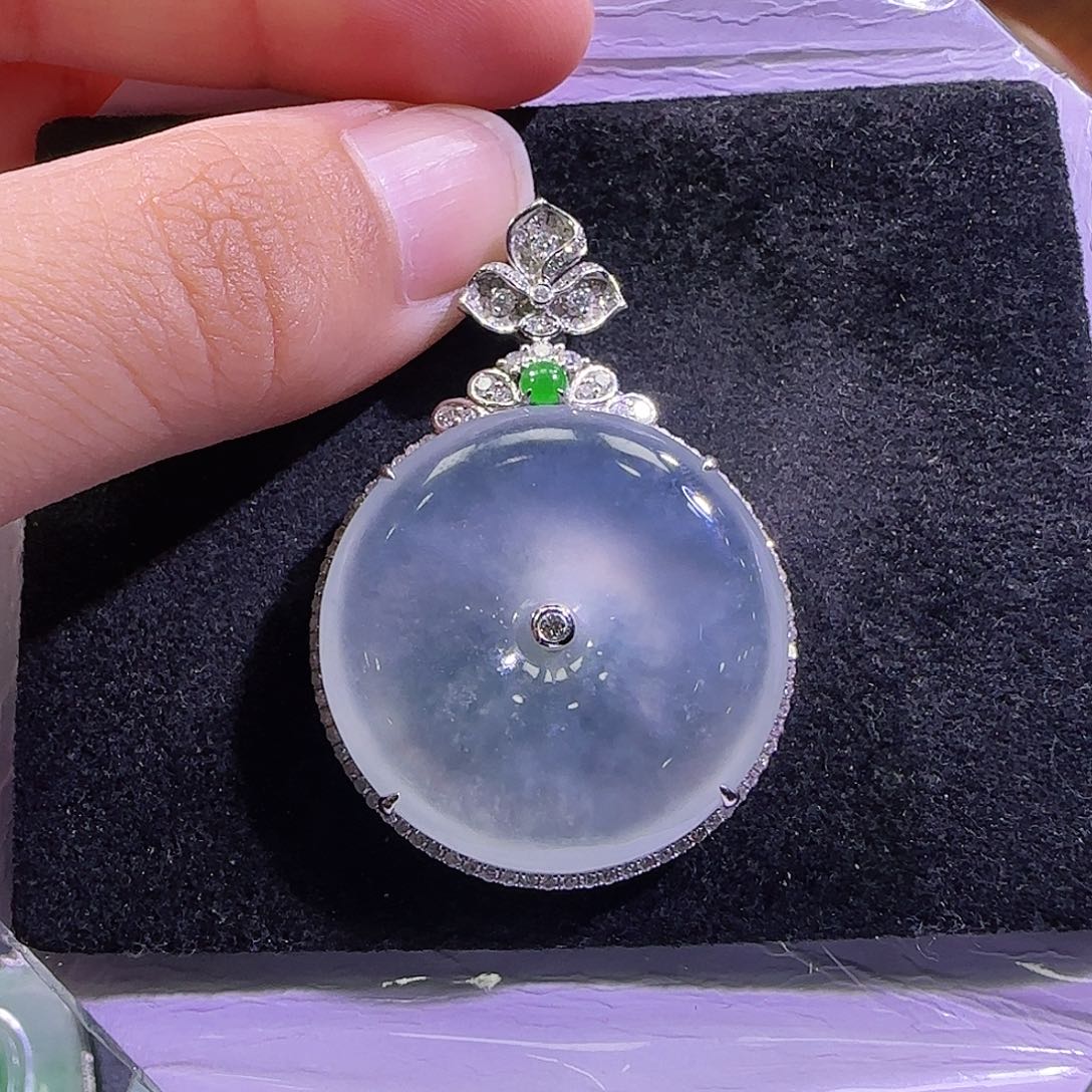 翡翠18K金镶嵌吊坠(不含链)