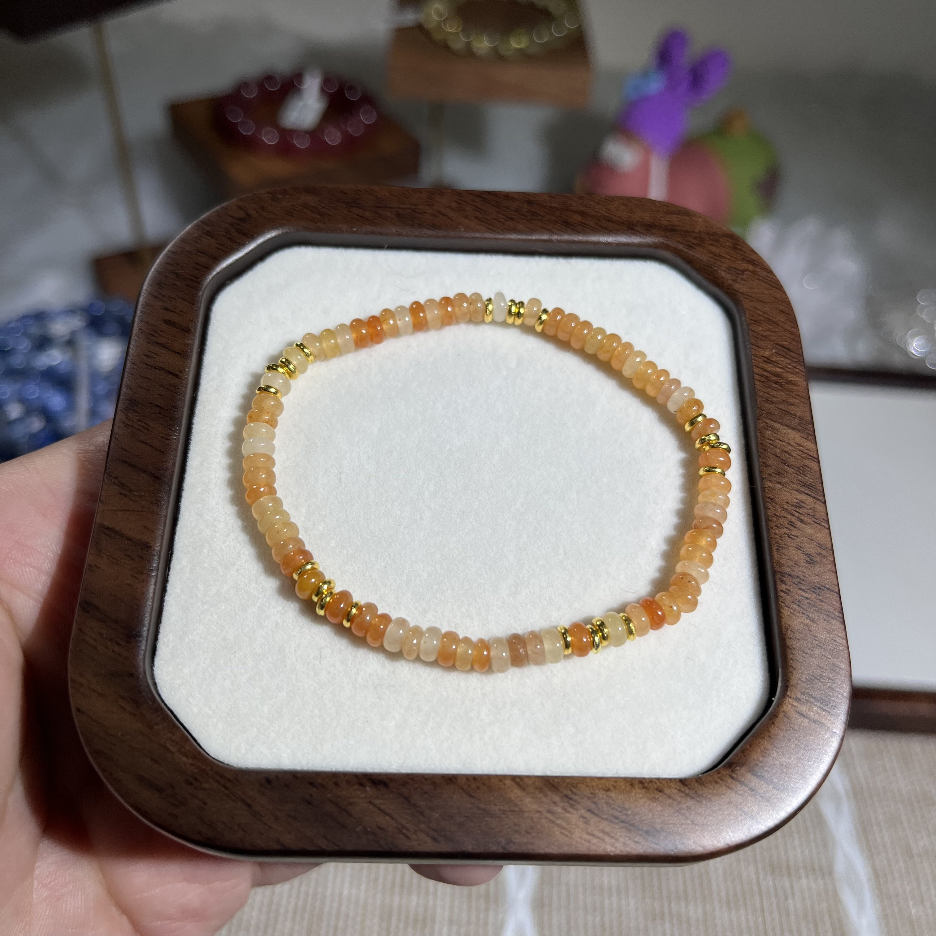 小手串叠戴神器天然水晶隔片手链黄色