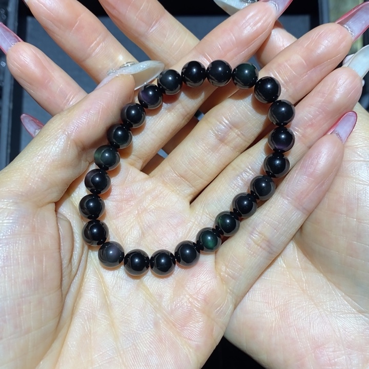 黑曜岩手链未镶嵌紫**来