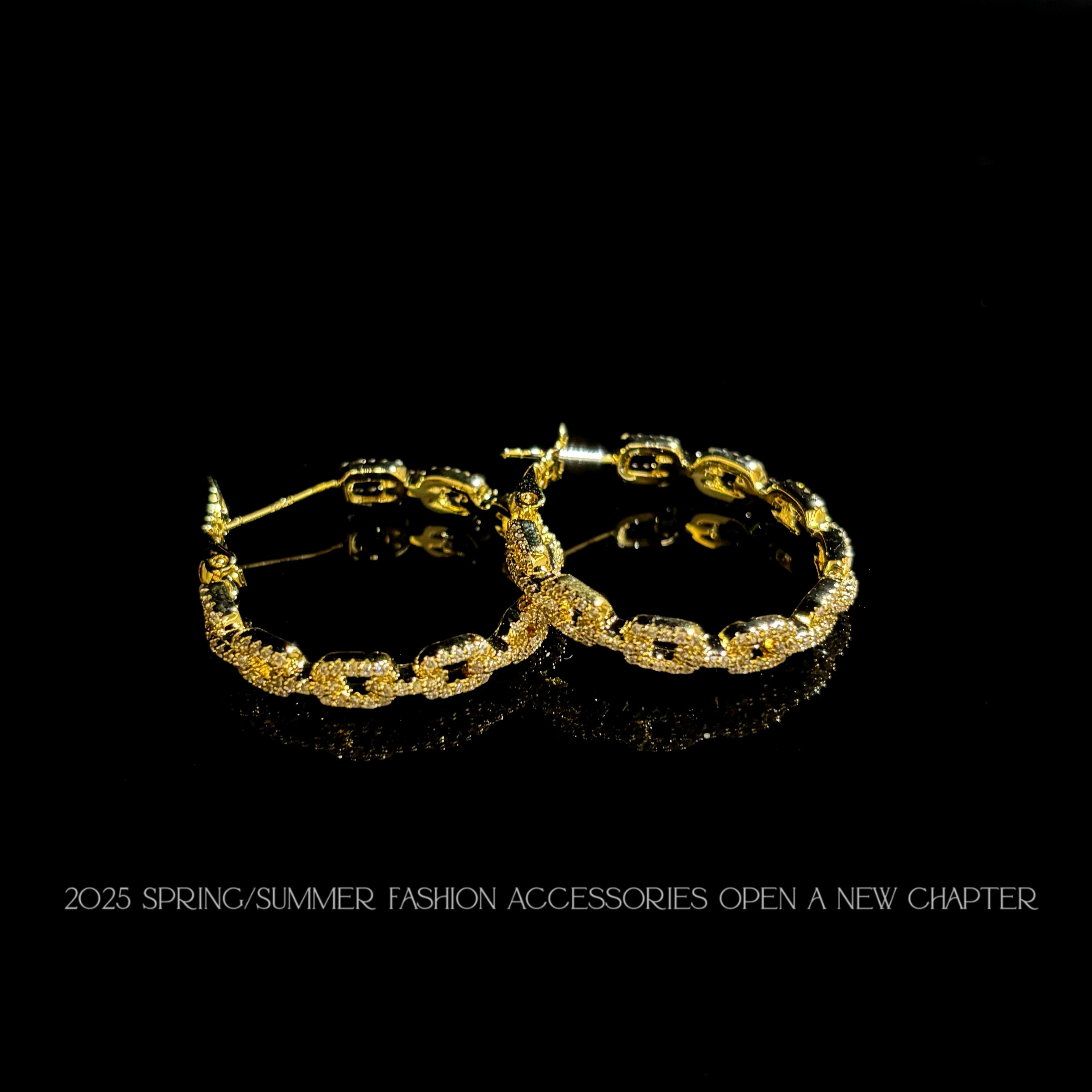 铜合金耳饰 镀K金 2025款C2152【月金潮汐】BOBAOLI 耳环