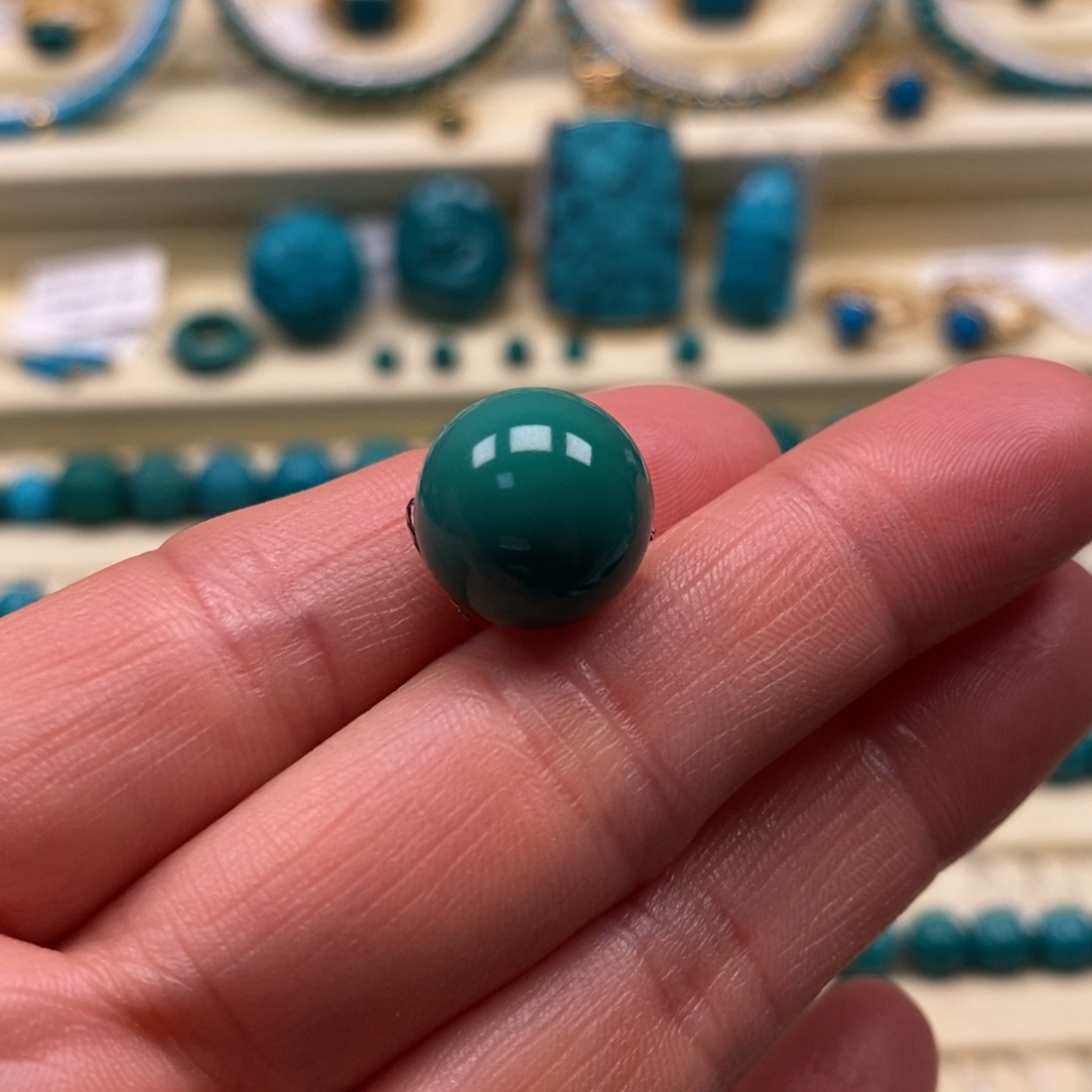 绿松石未镶嵌珠宝奇石直径13圆珠