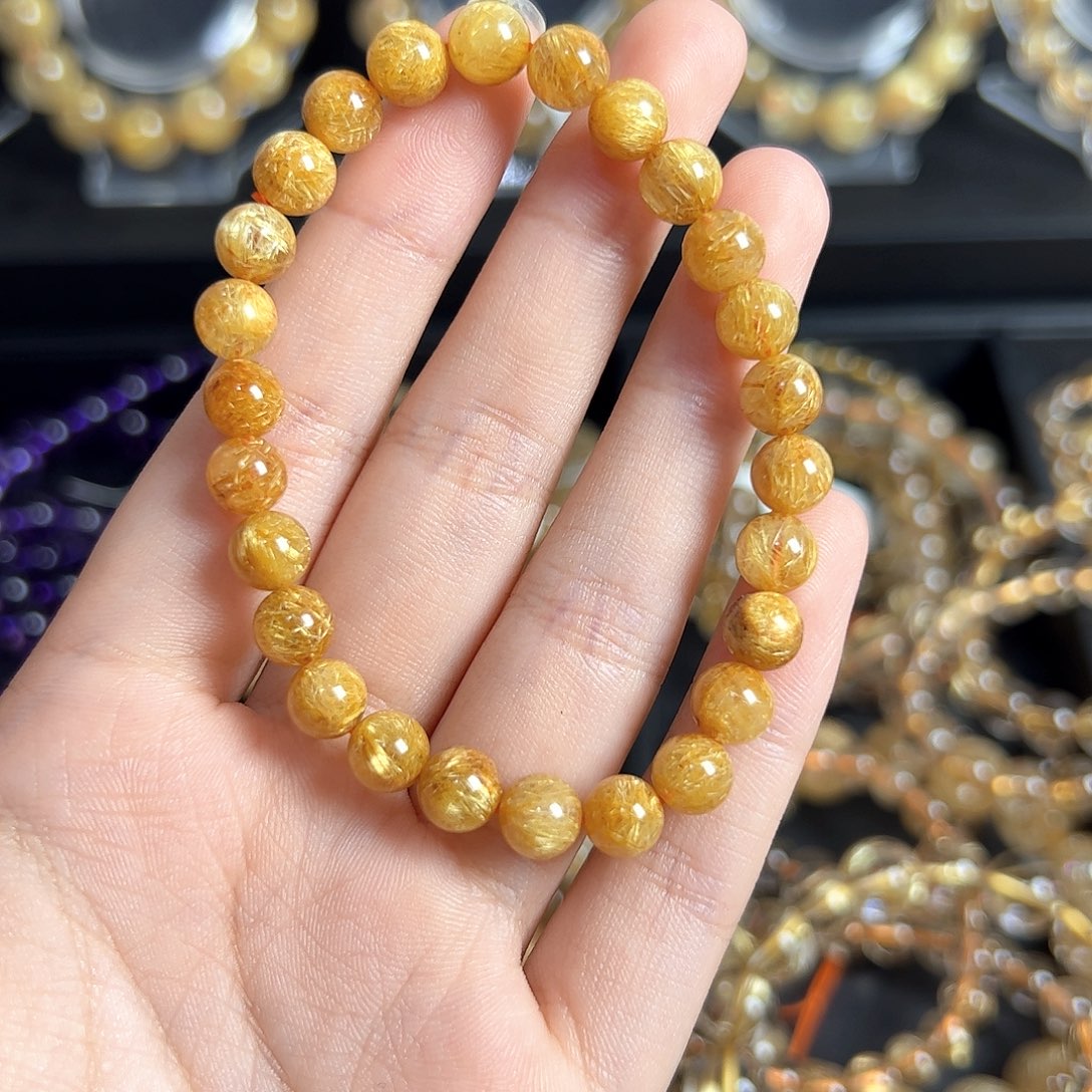 水晶手链未镶嵌天然金发晶