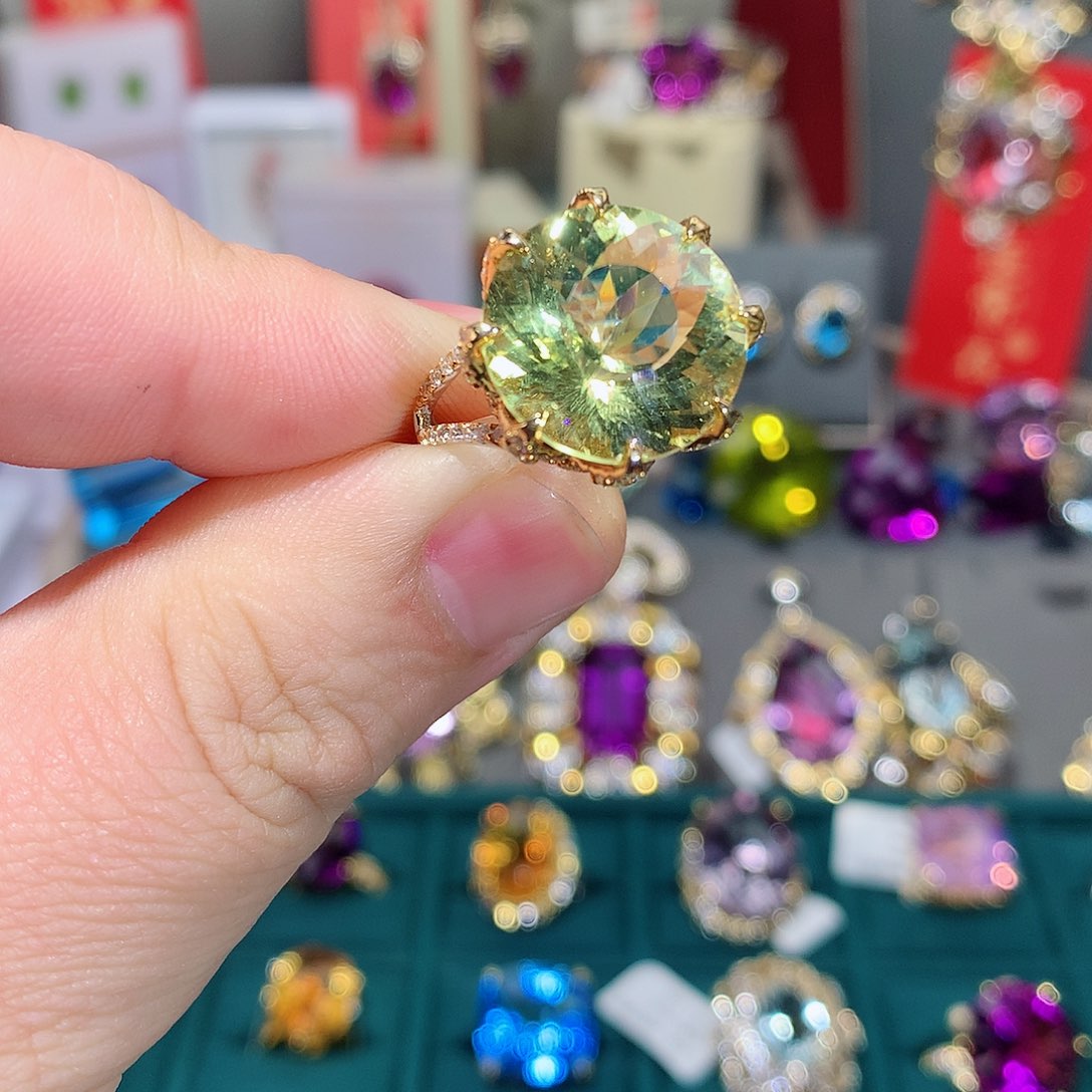 水晶戒指银S925镶嵌戒指