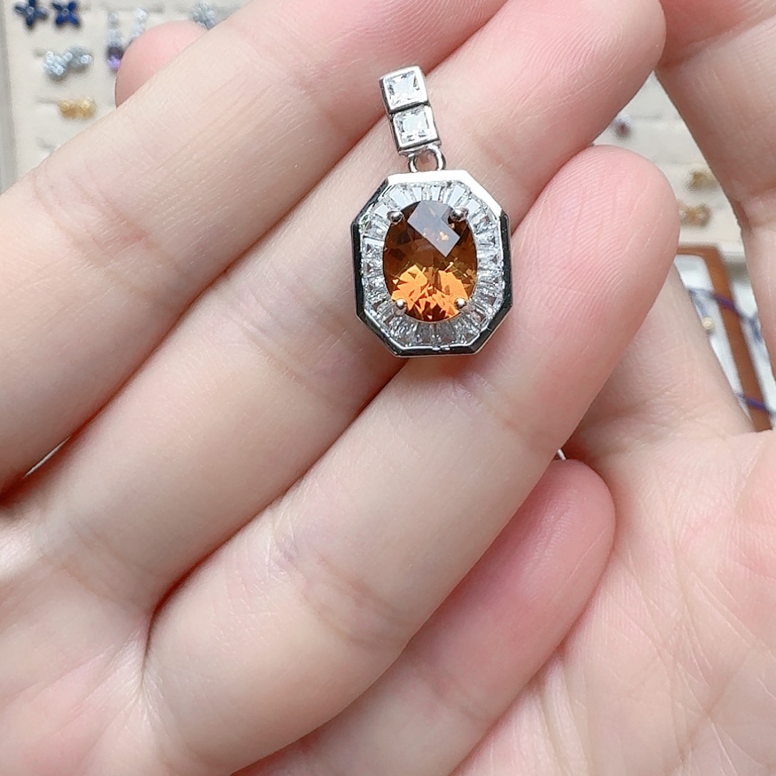 水晶吊坠(不含链)银S925镶嵌吊坠661