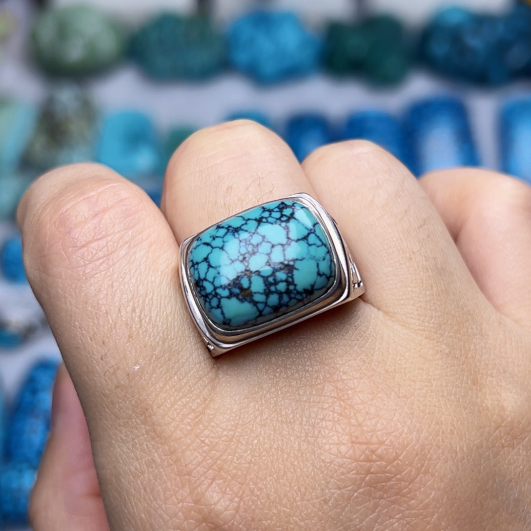 绿松石珠宝奇石银S925镶嵌