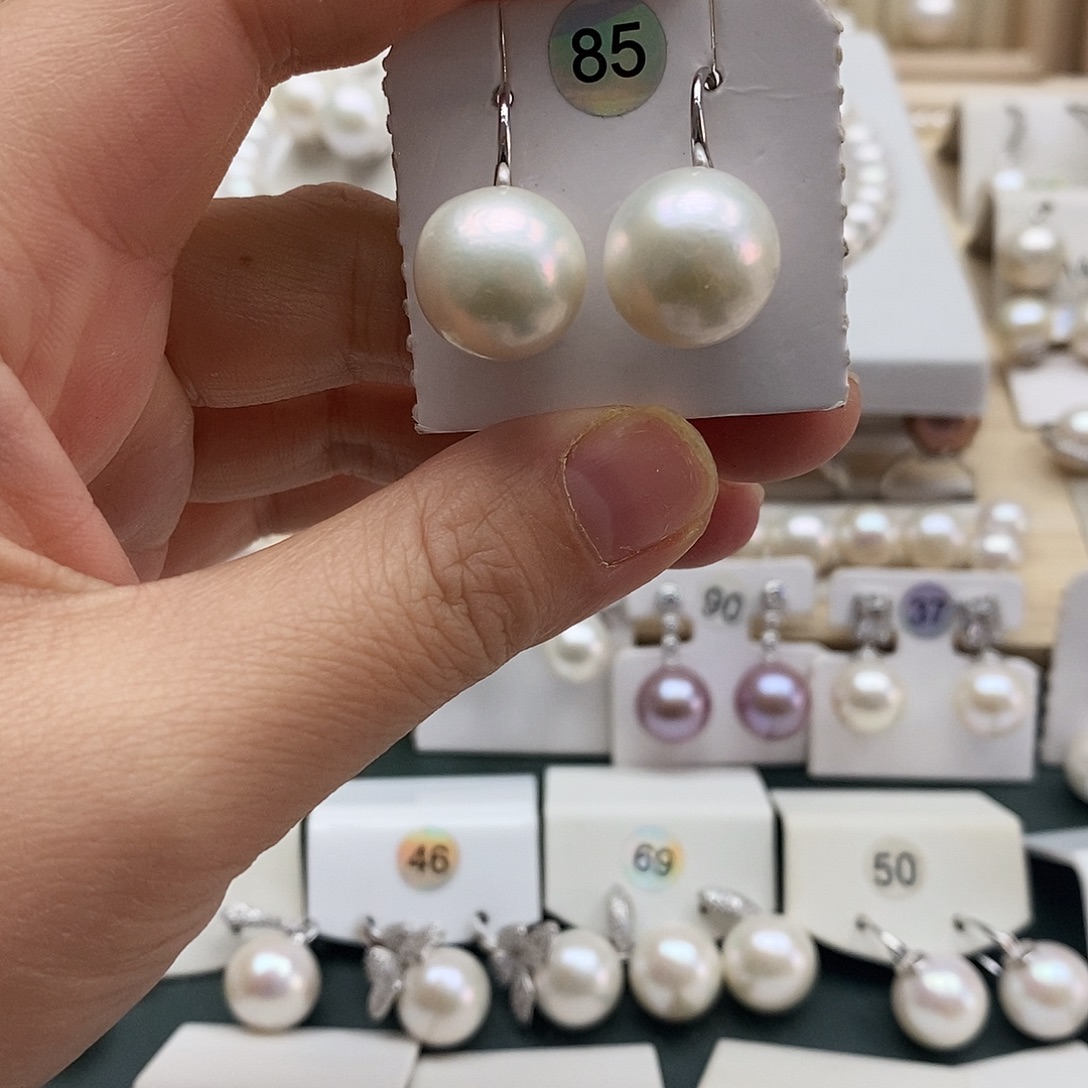 红***刻颈饰银S925镶嵌淡水珍珠