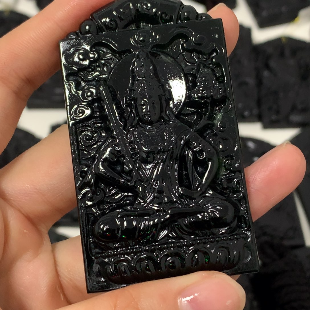 天然缅甸a货钢琴黑挂件