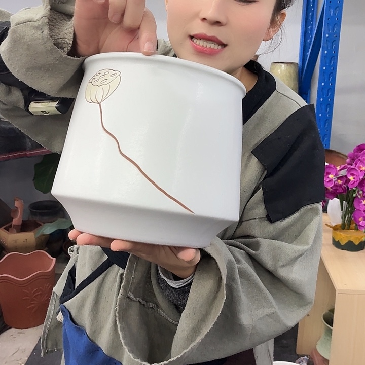19×21 -粗陶花盆有孔-买买买