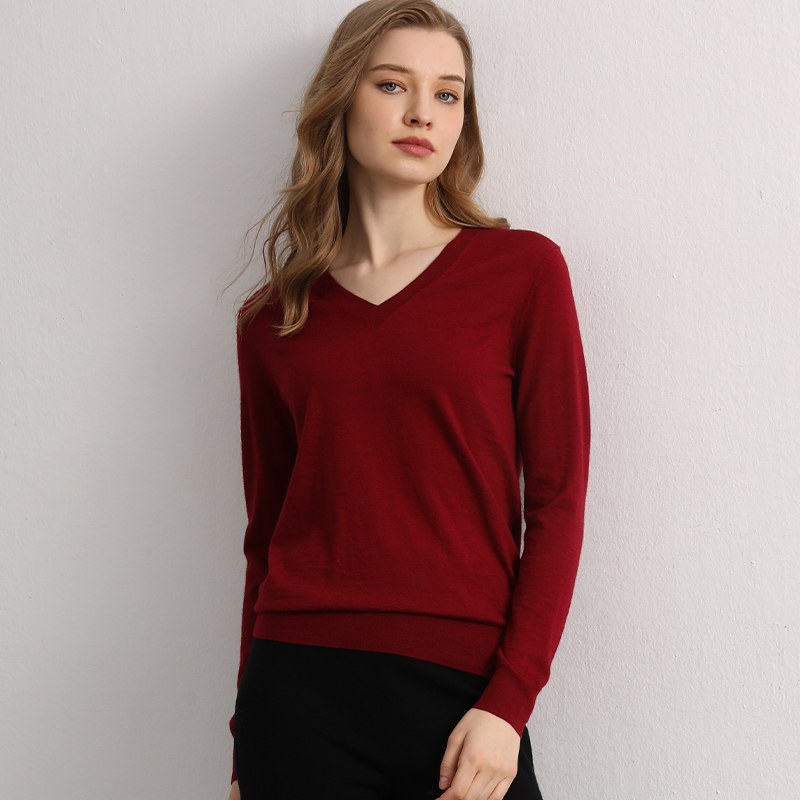 di kangra/德凯佳女士100支单面穿V领永恒款羊绒衫S21-1748