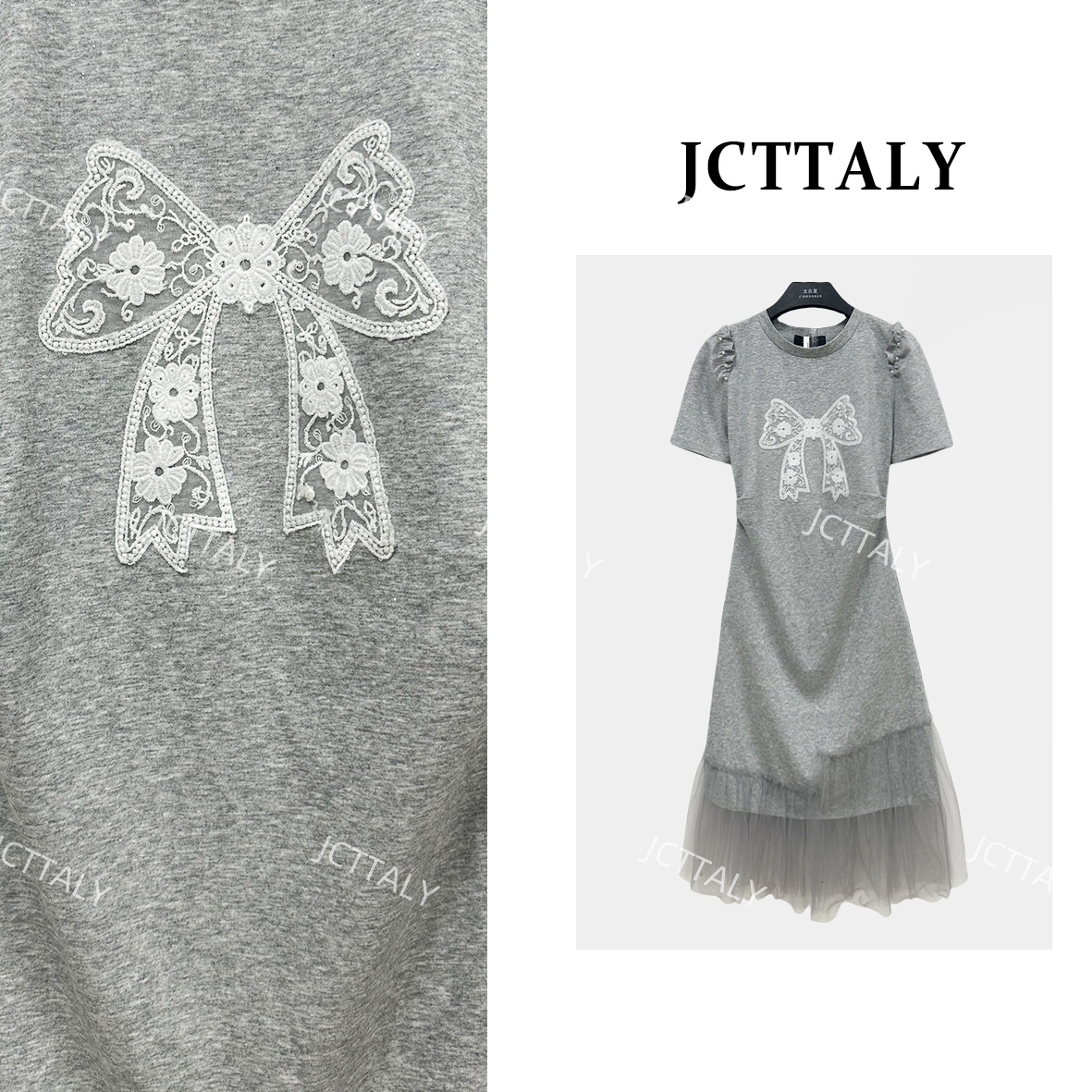 高腰休闲风夏季纯色蝴蝶灰色女士泰式法式连衣裙NH-A149