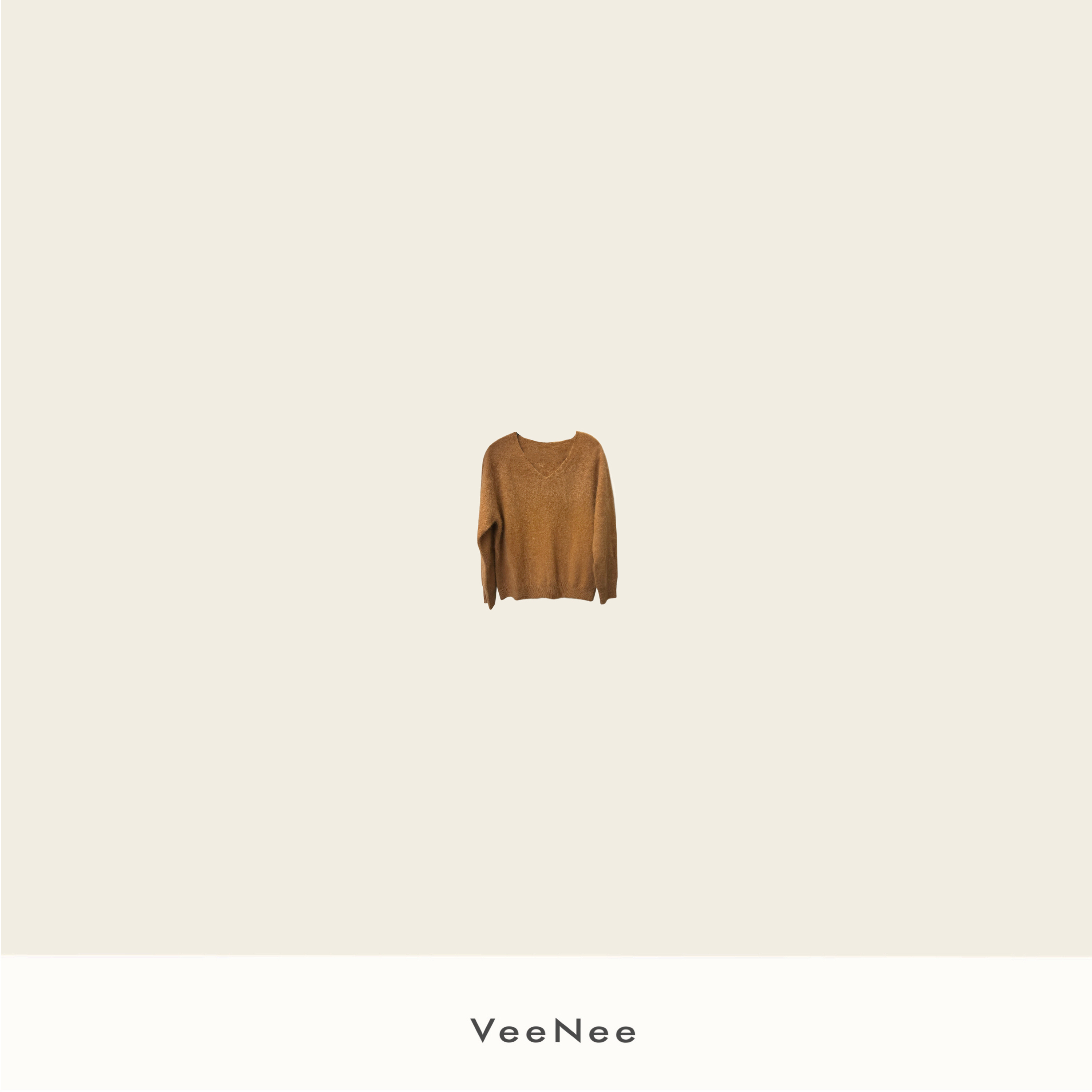 VeeNee-花生酱经典羊绒拉绒v领毛衣VA5M017