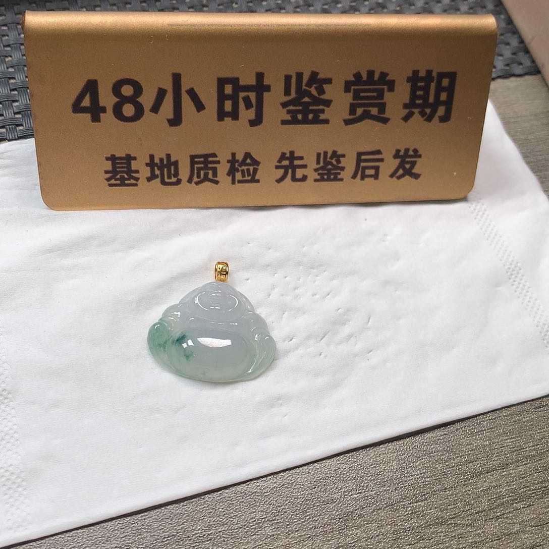 颈饰18K金镶嵌翡翠佛