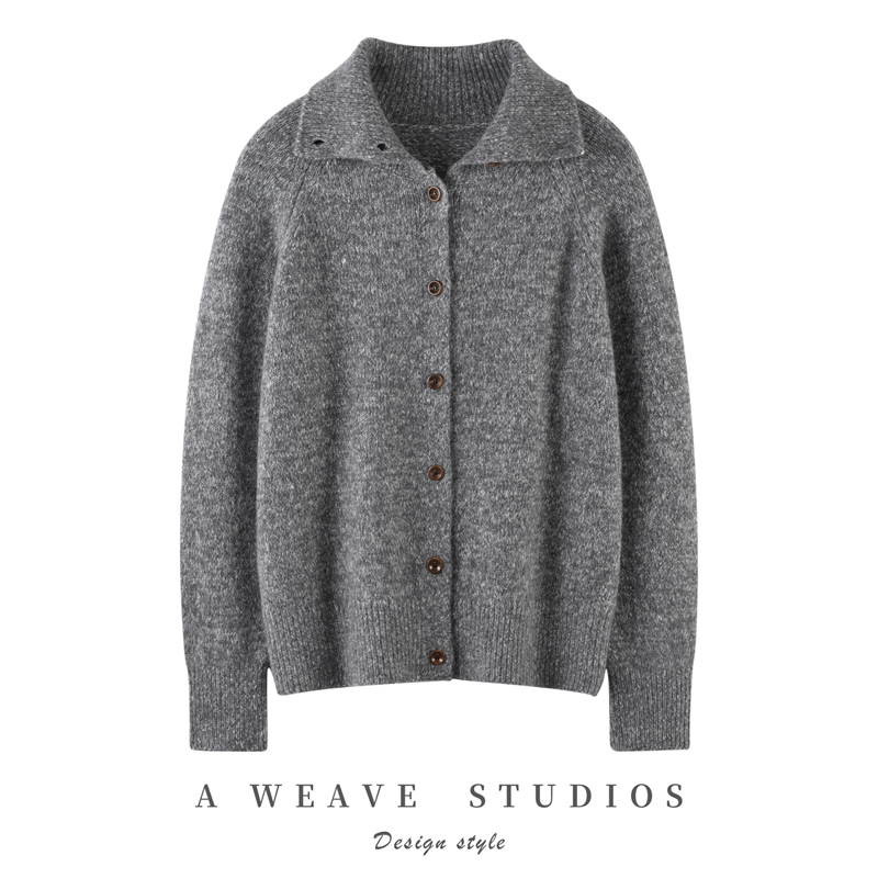 康宝莱•丝羊绒 花纱丝羊绒开衫 75%山羊绒25%蚕丝五针3股加厚
