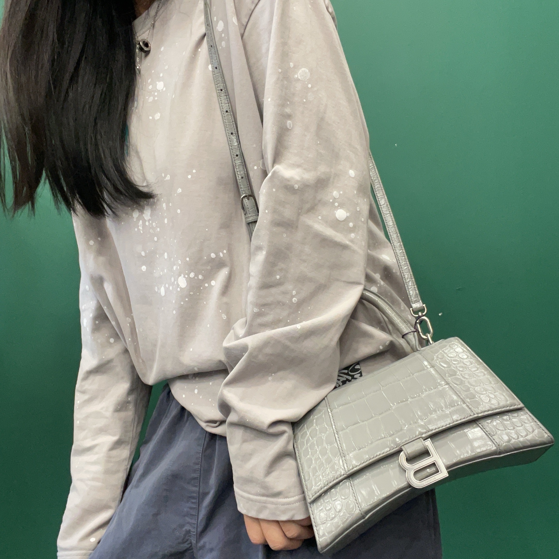 95新 Balenciaga/巴黎世家 【KK】 62 1162 灰色沙漏手提单肩包