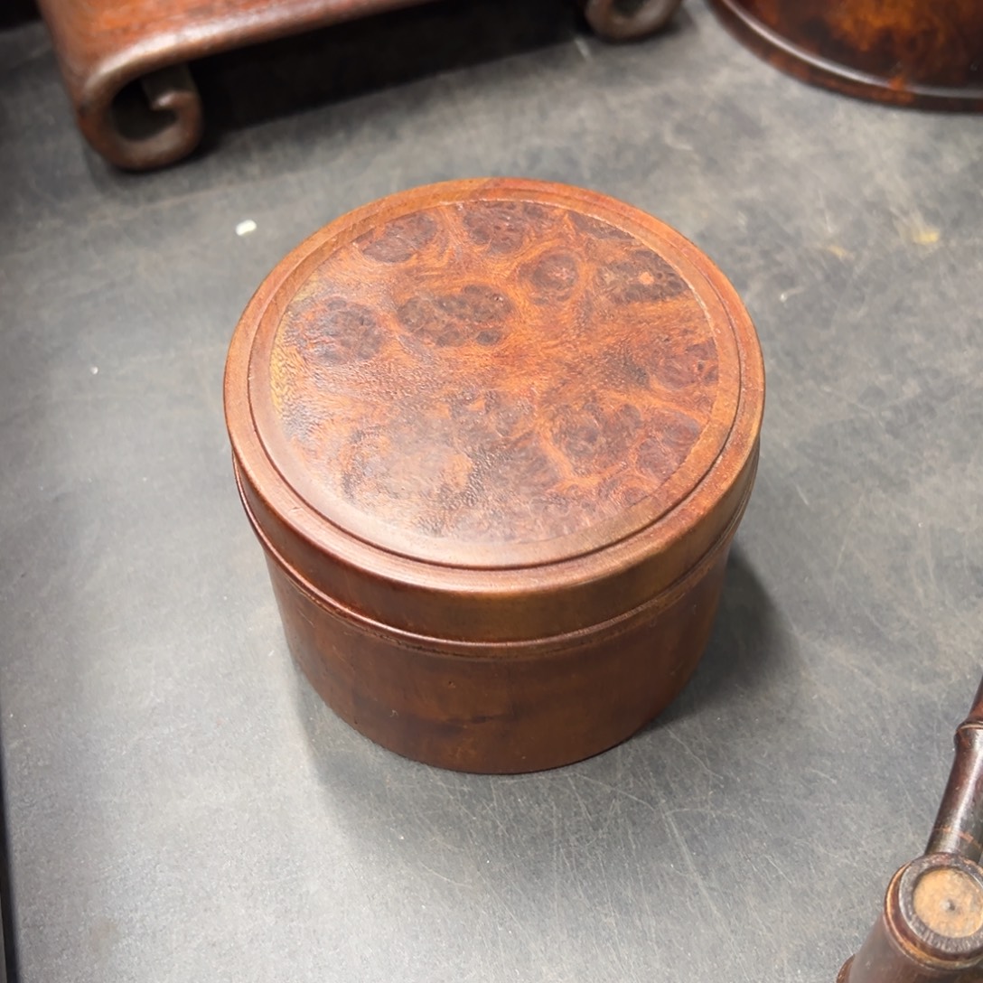 天***苍花梨木圆形茶叶罐