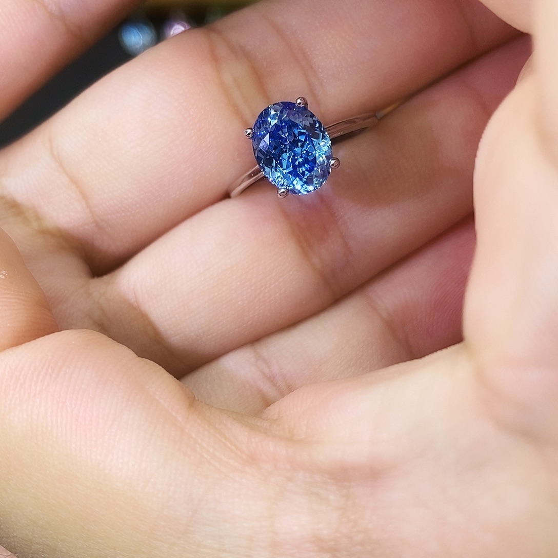 海蓝宝石戒圈银S925镶嵌