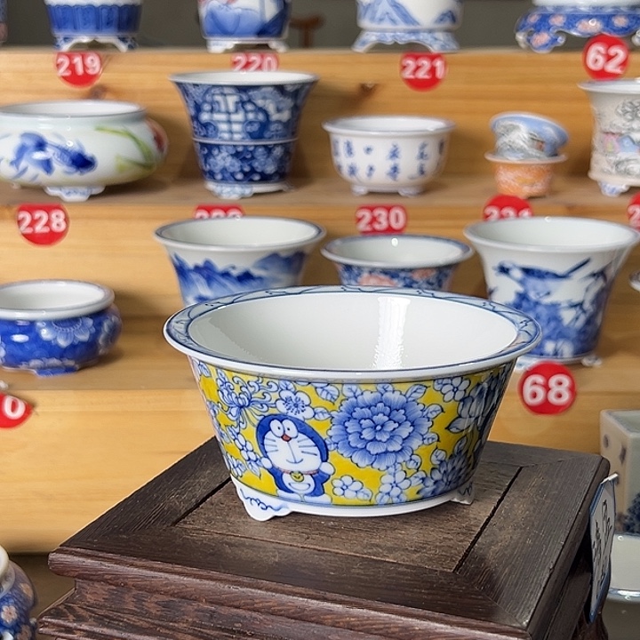 墨奈手绘陶瓷花盆内口9.7高5.3