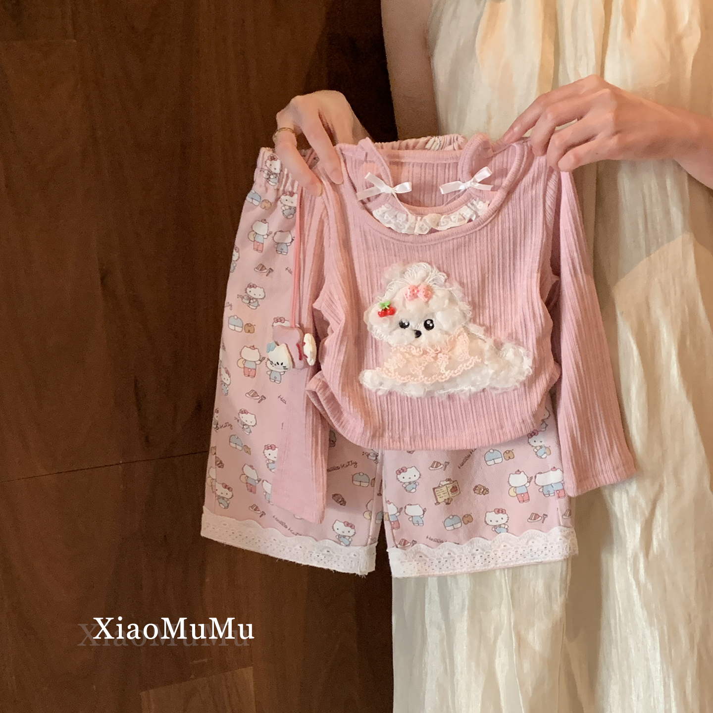 【现货】女童甜美t恤秋装2025新款小童女宝宝阔腿裤长袖上衣两件套