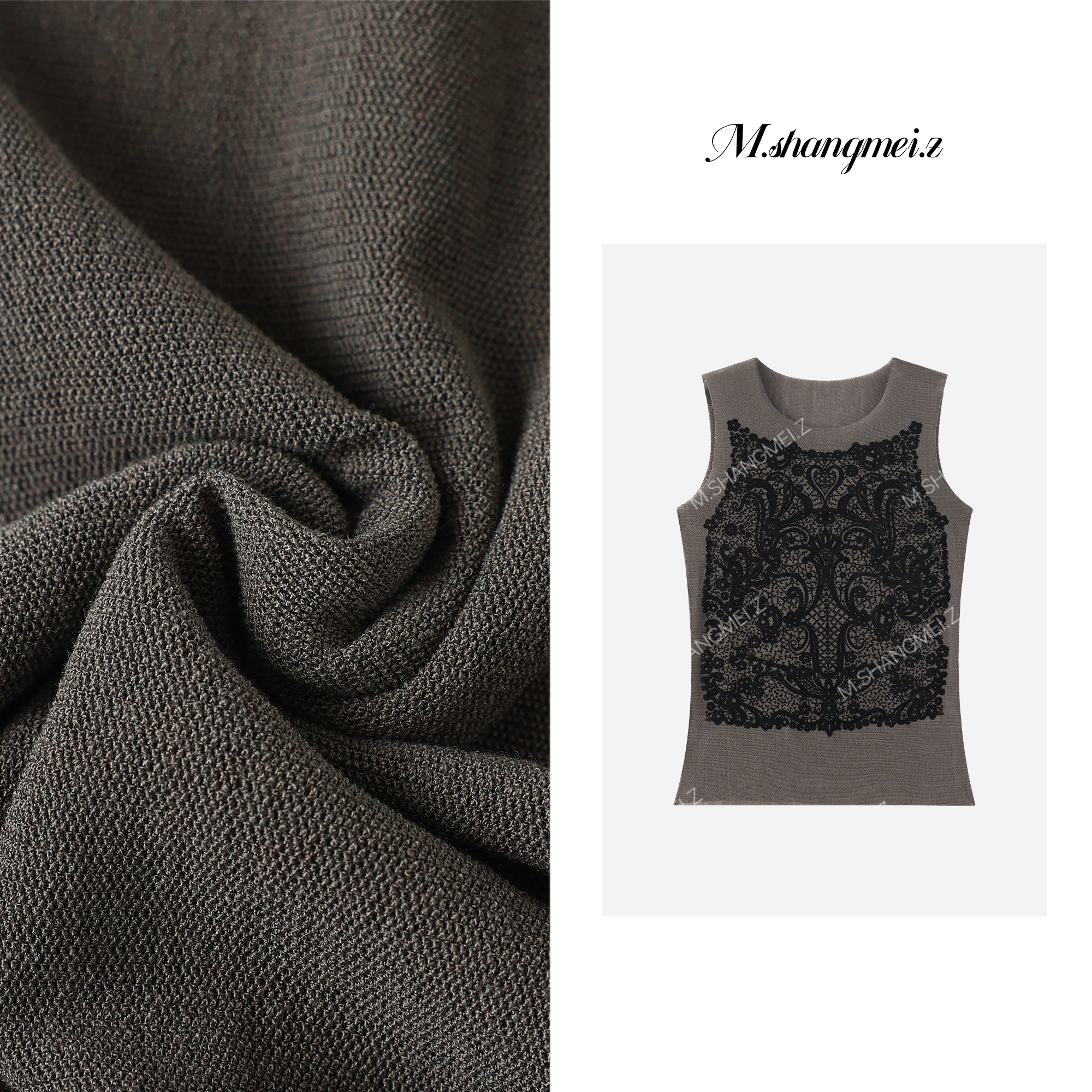 M.SHANGMEI.Z/沐熙【月影婆娑】美大哥设计师通勤绣花背心X08T3702