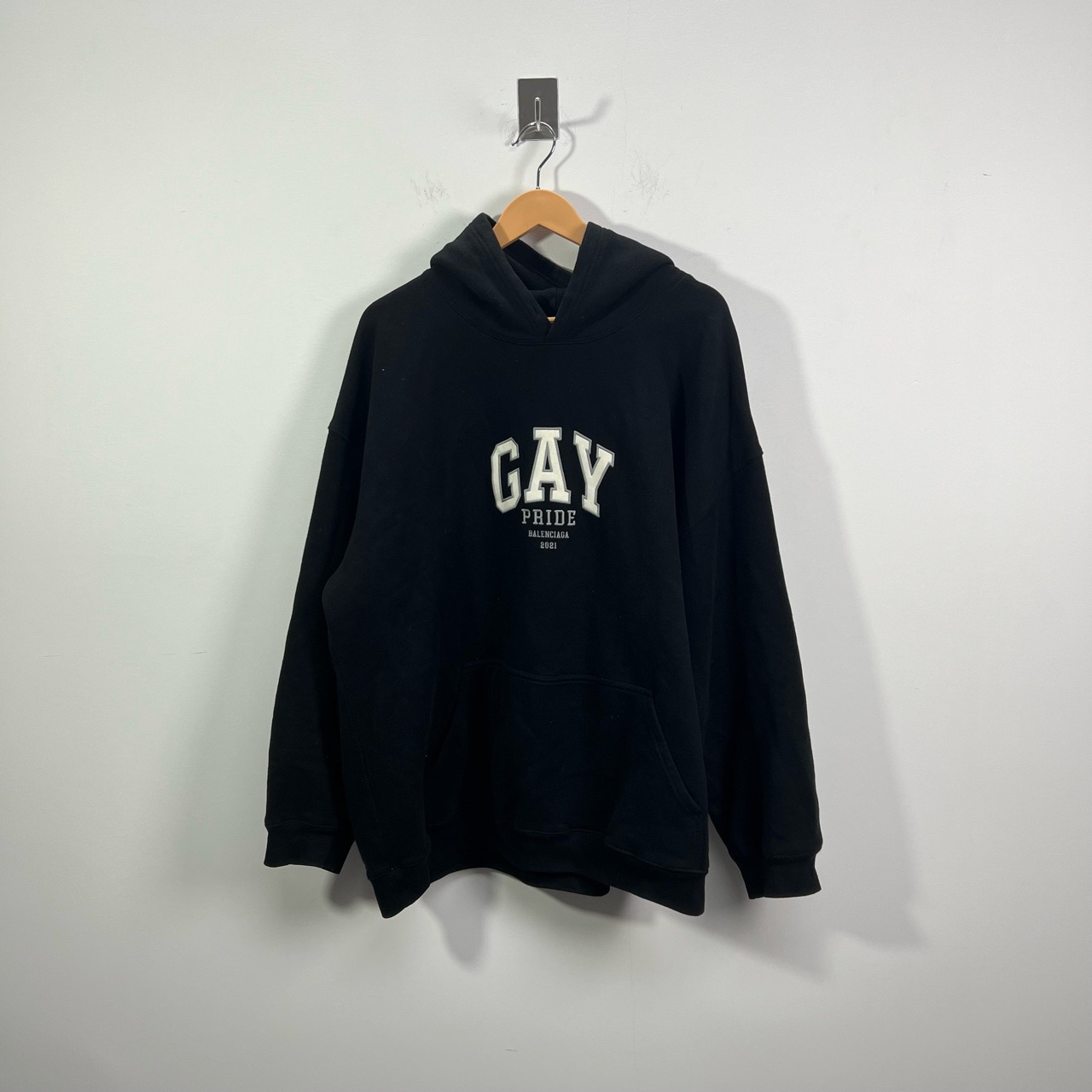 BALENCIAGA/巴黎世家 GAY恶搞gap黑色连帽卫衣 准新 XS码 #2121