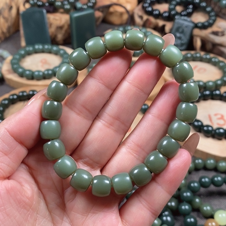 和田玉（青玉）手链未镶嵌