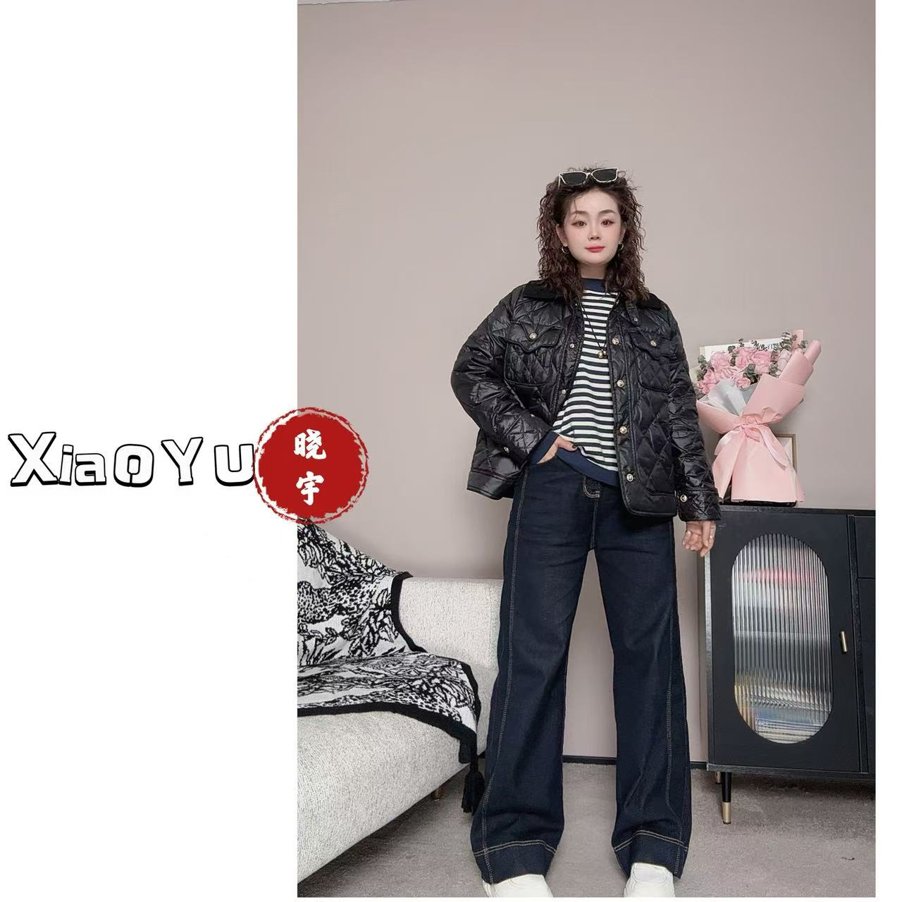 【No退换】瑕疵品 欧货【菱格美学】拼针织金扣羽绒服 YYX 32700