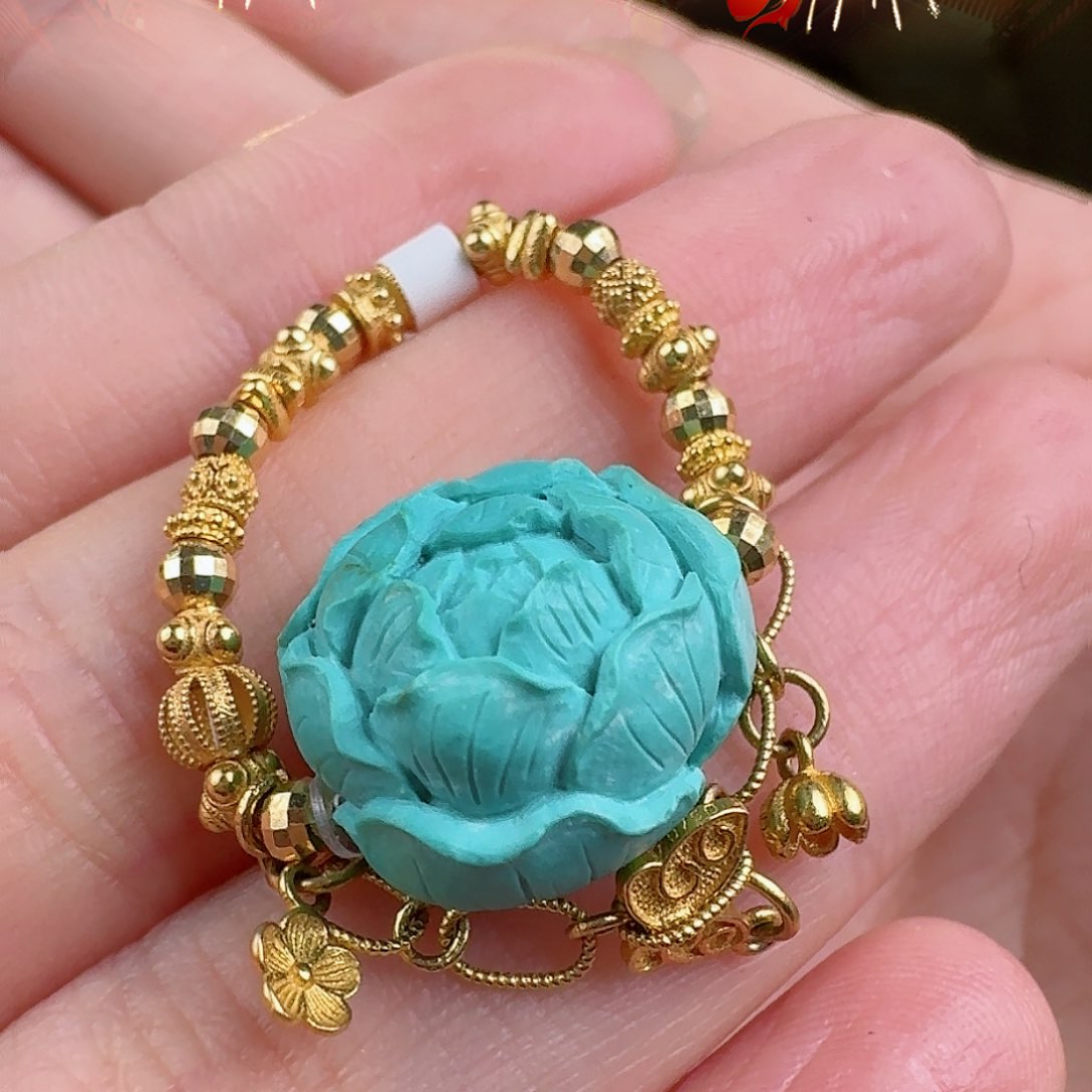 绿松石珠宝奇石18K金镶嵌