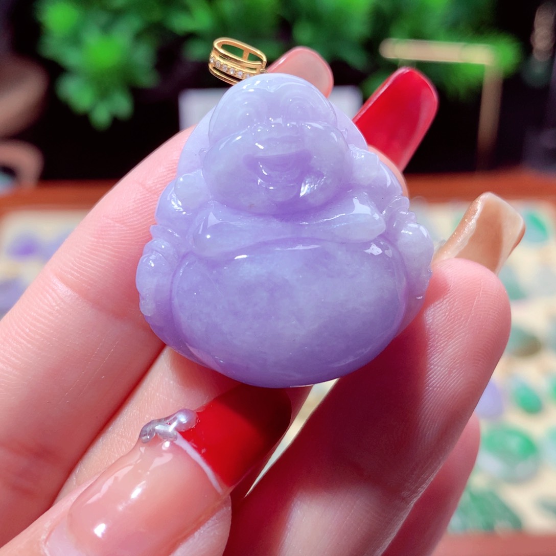 翡翠吊坠(不含链)18K金镶嵌