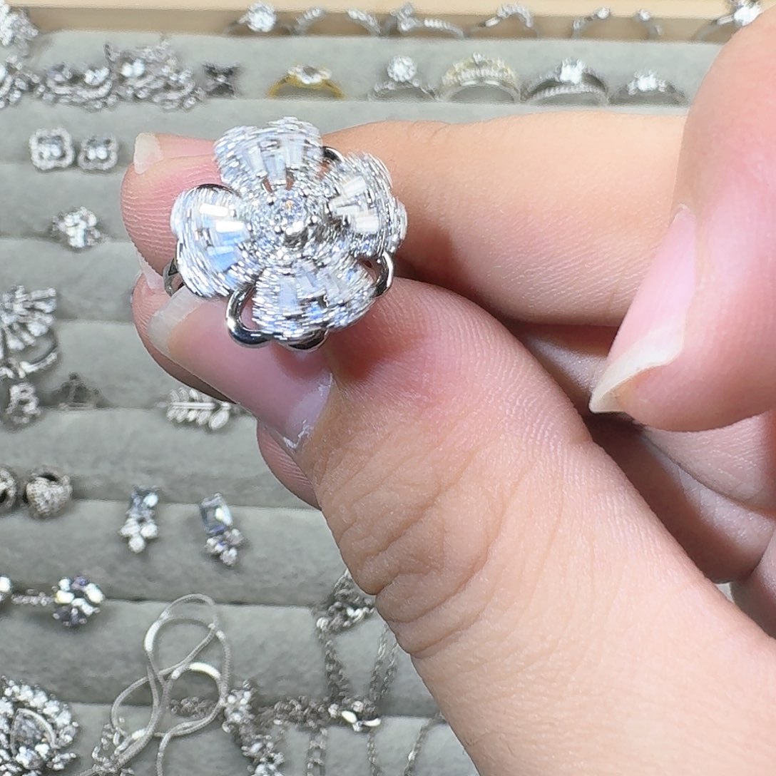 芙蓉石戒指银S925镶嵌