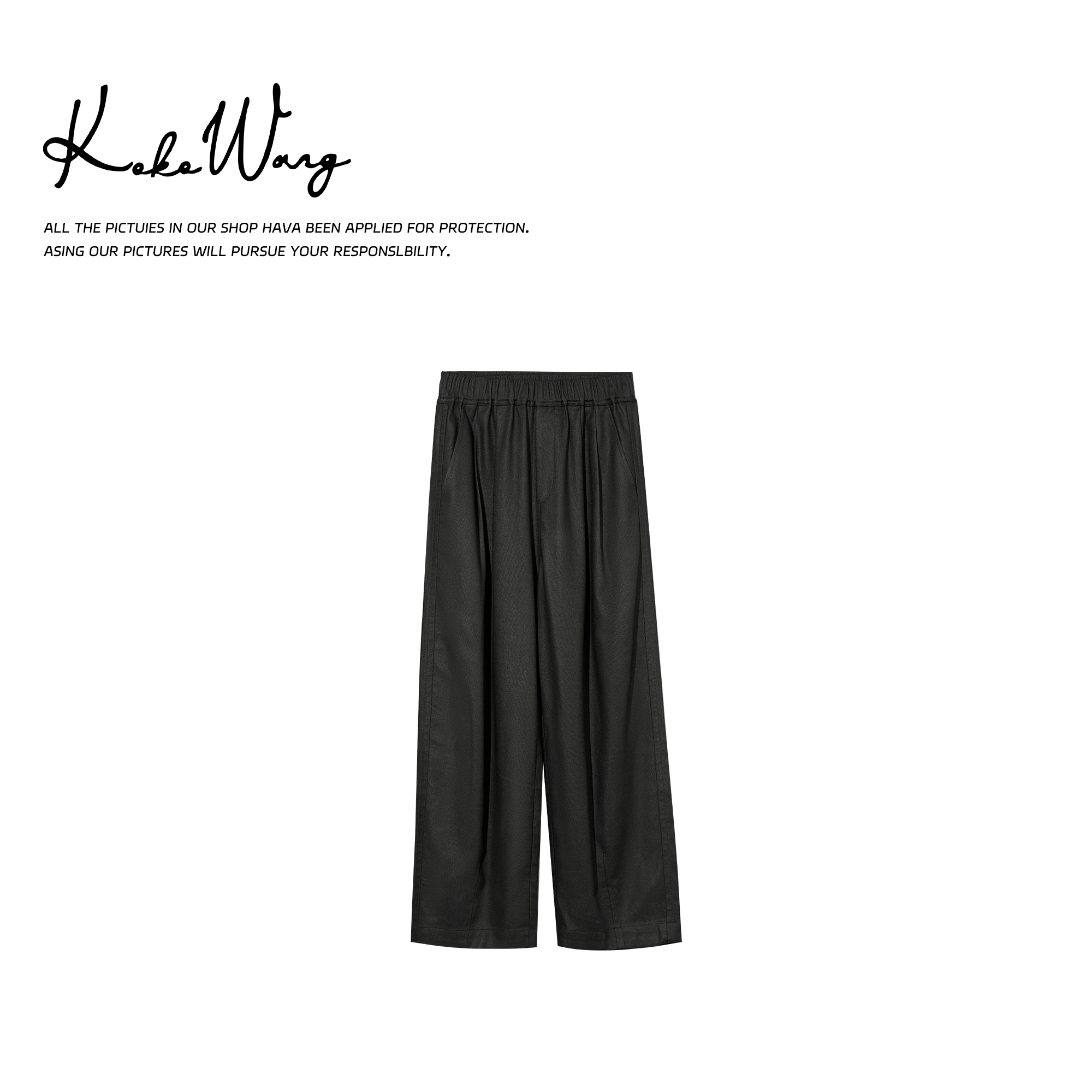 KOKO WANG夏季时尚气质舒适透气棉麻显瘦百搭休闲裤502445D01K41