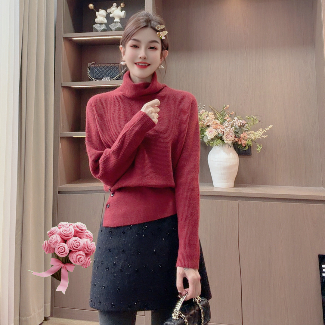 容容定制韩系气质高领羊毛针织衫秋冬设计感显瘦百搭打底毛衣1205