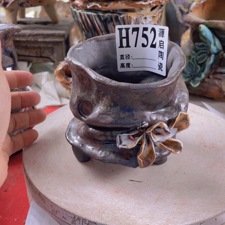 紫砂花盆景德镇陶瓷752瑕疵