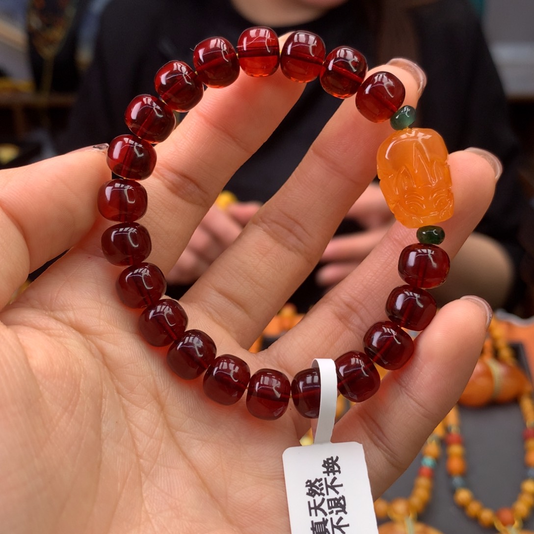 血珀手串未镶嵌天然