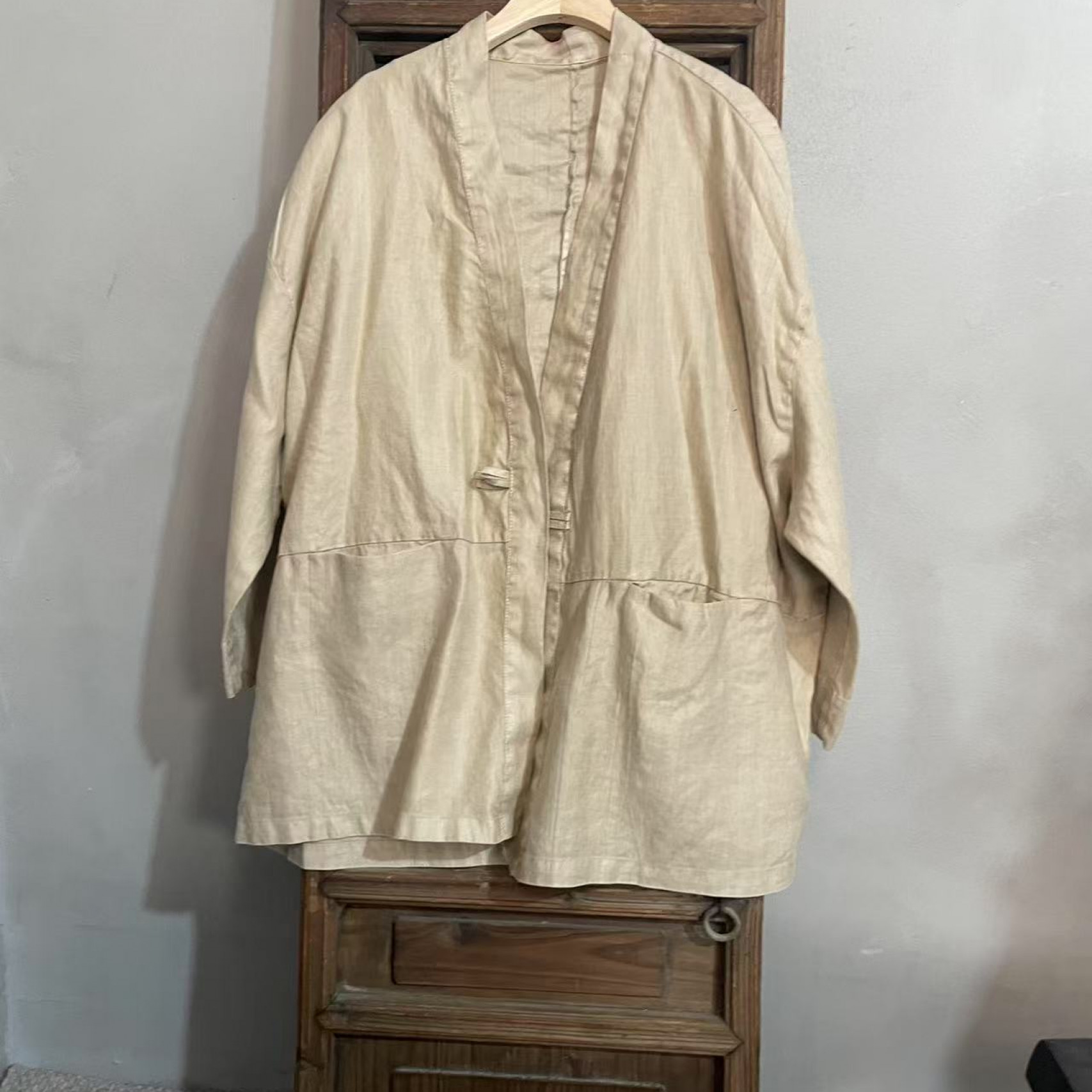 M633复古休闲长袖开衫宽松显瘦一粒扣纯色百搭上衣春秋