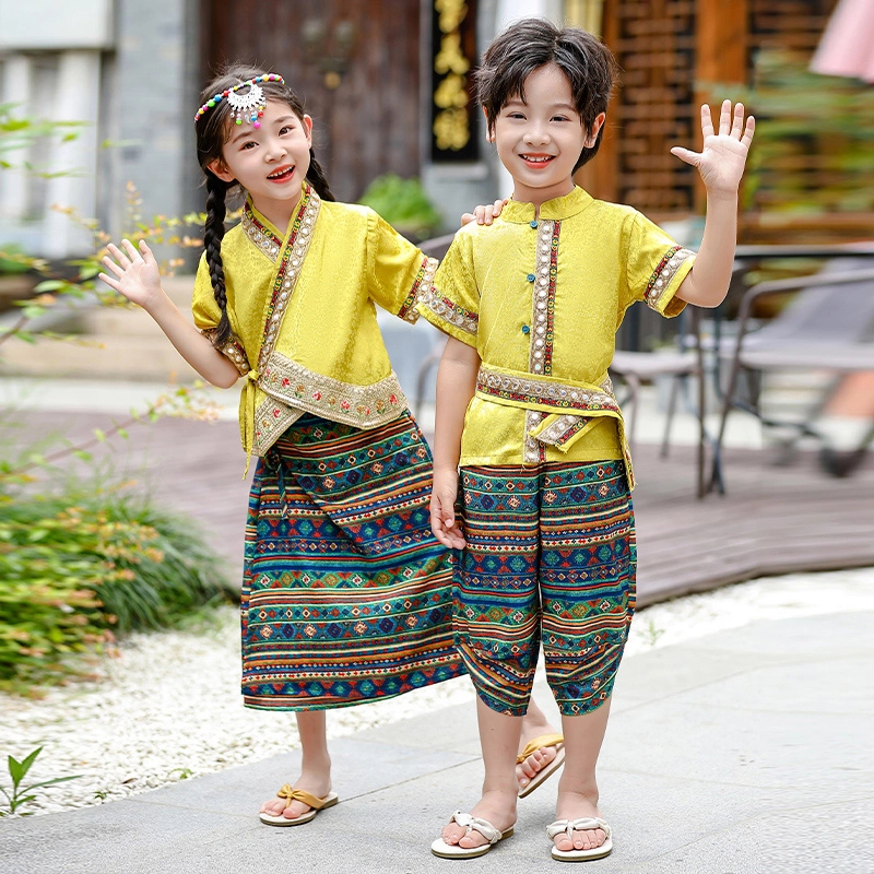 少数民族傣族服装儿童女童男童云南西双版纳2025独特漂亮裙子儿童