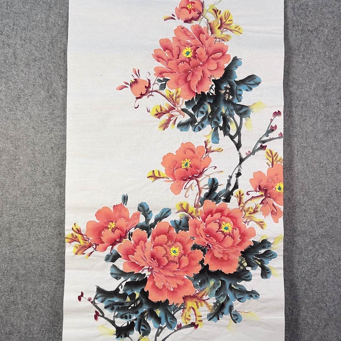 国画512 牡丹之花之叶的颜色